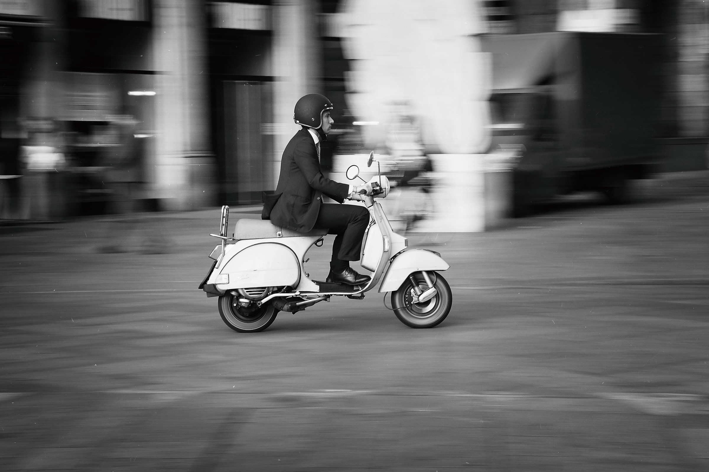 to work on a Vespa