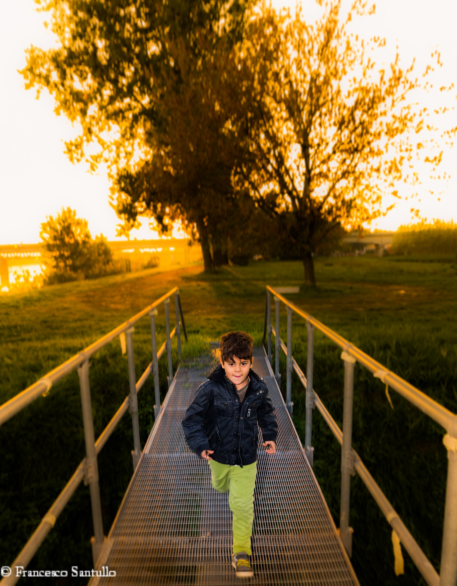 run with sunset in fall