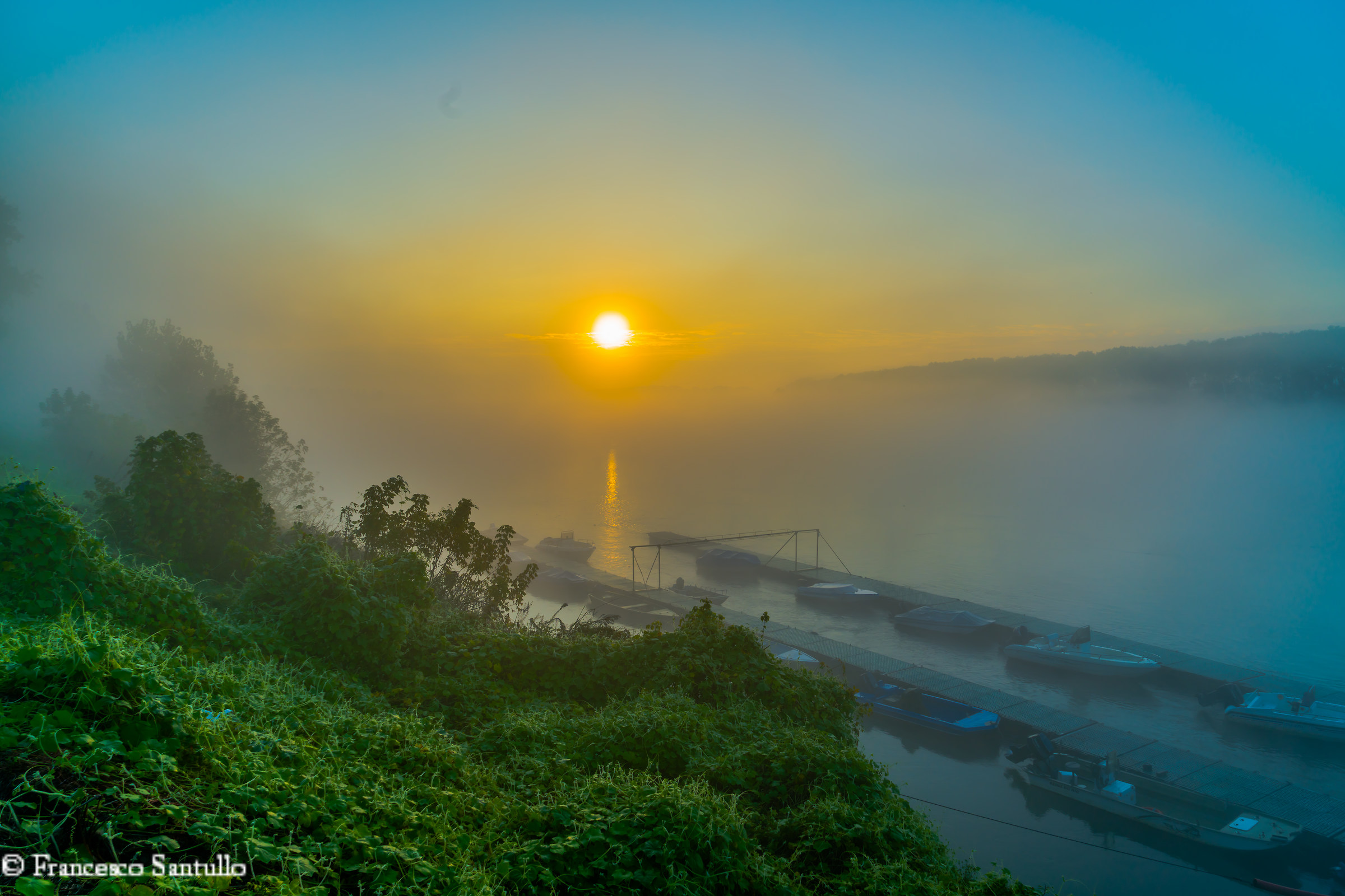 little harbor with fog