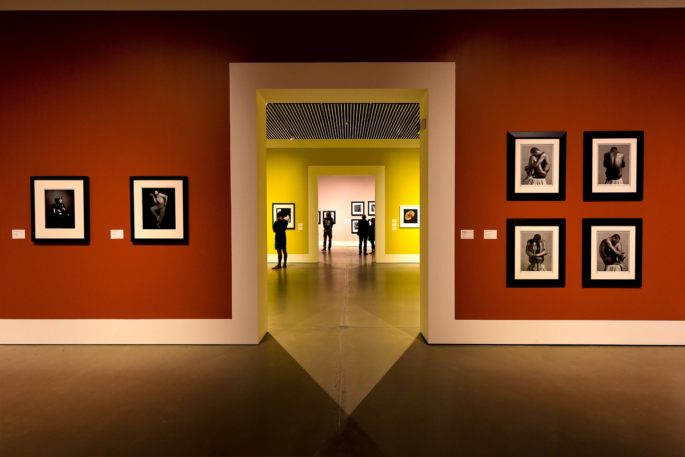 indoor exhibition of photographs by Mapplethorpe