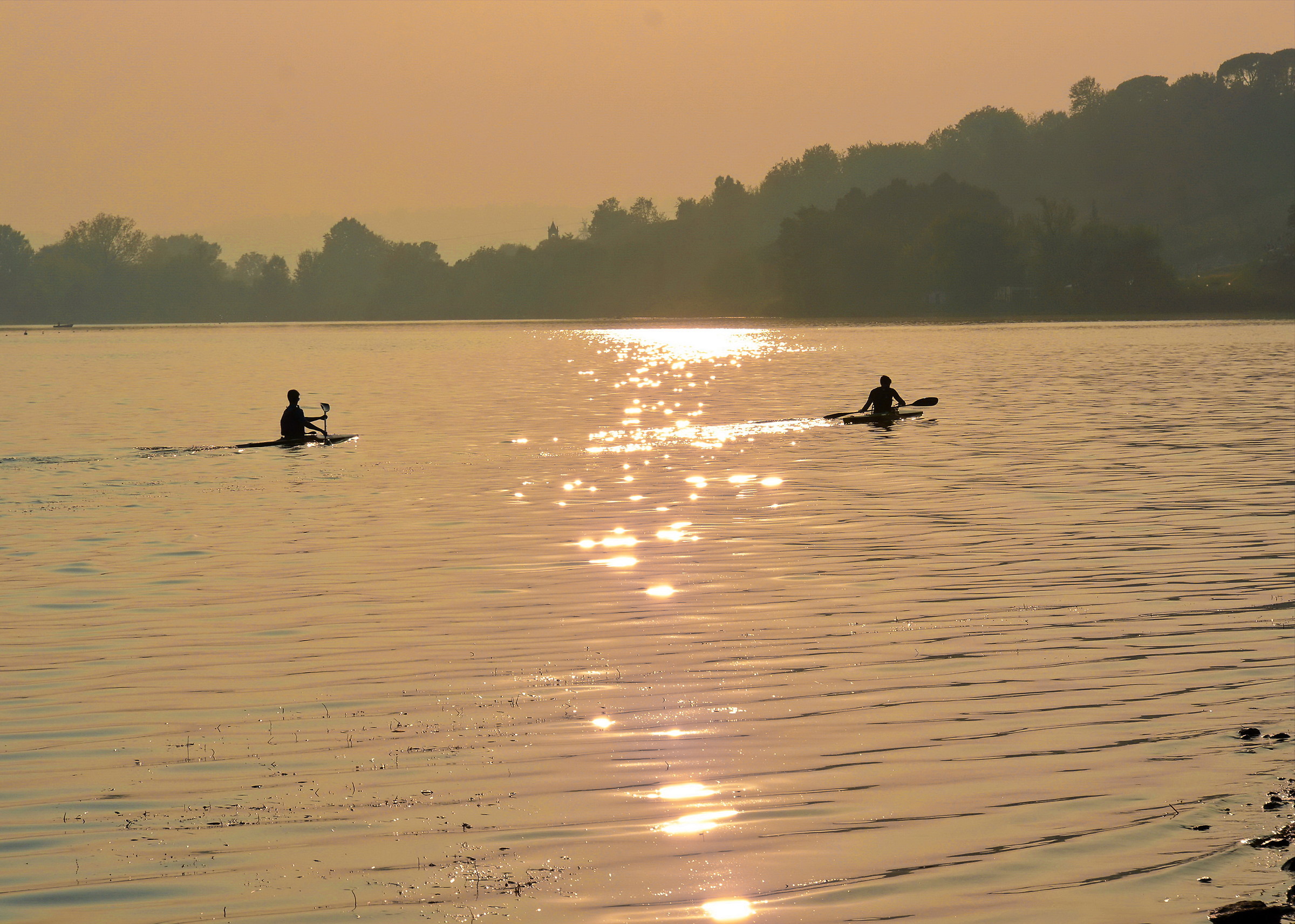 canoes on the lake