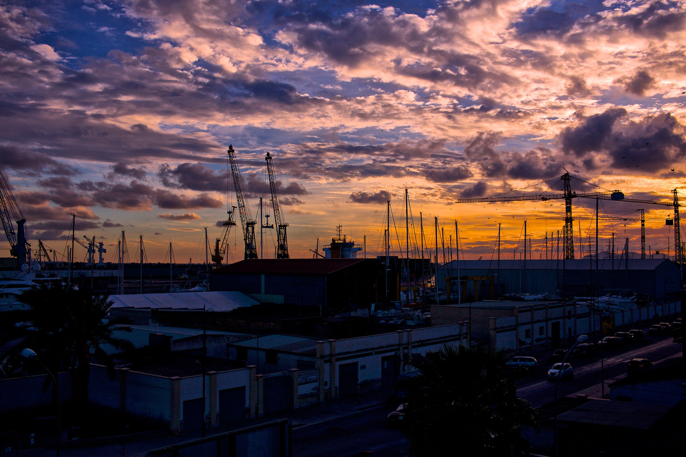Sunset over the port of Trapani