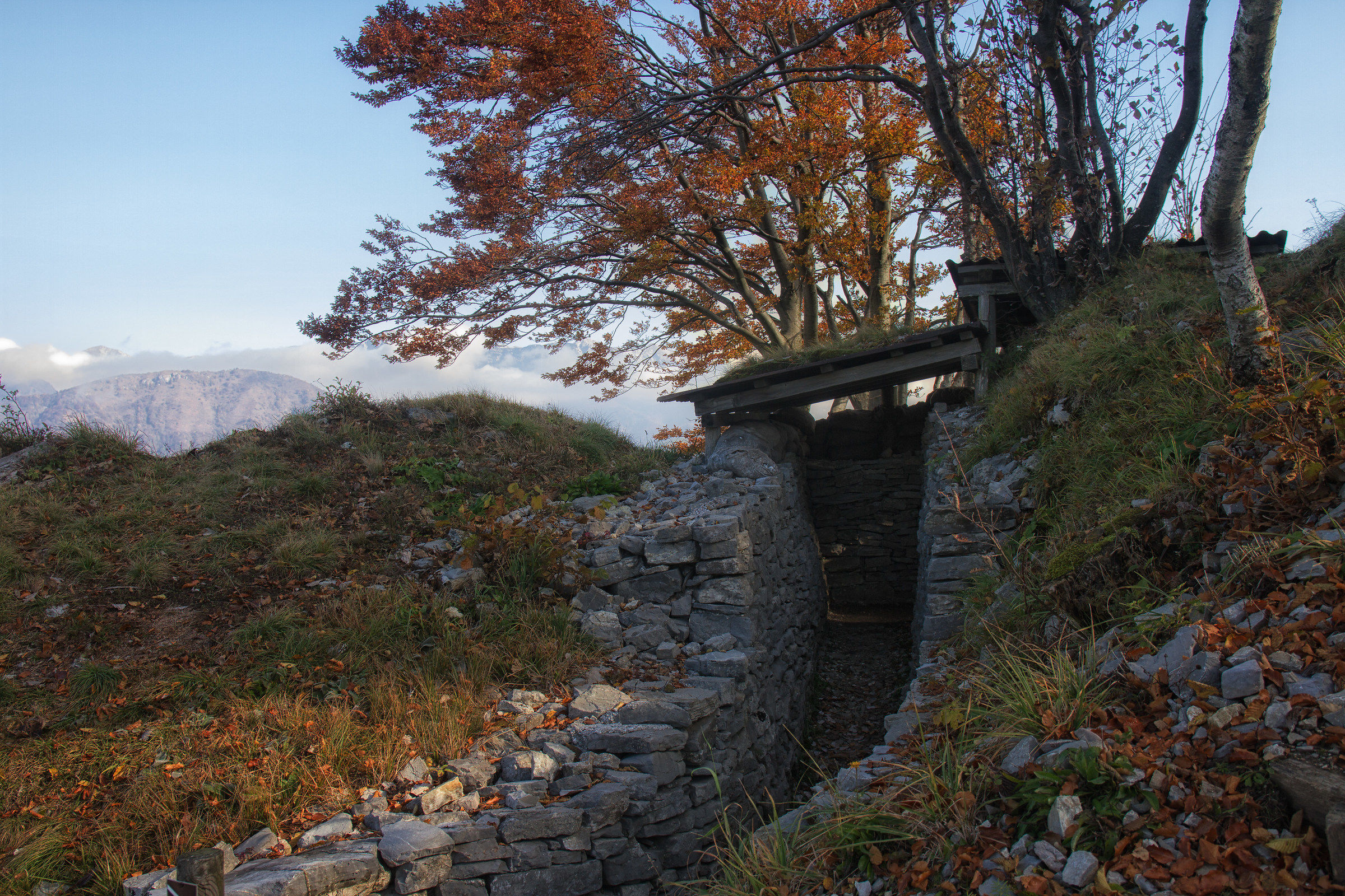 Particolare di una trincea italiana sul Kolovrat