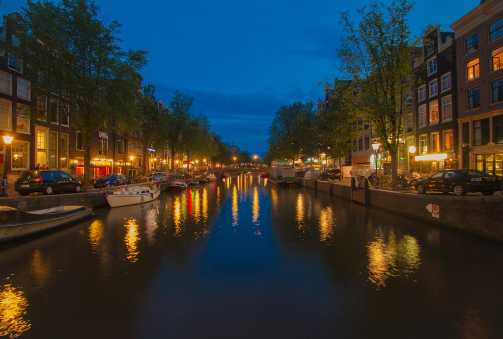 Amsterdam, colors, people, night
