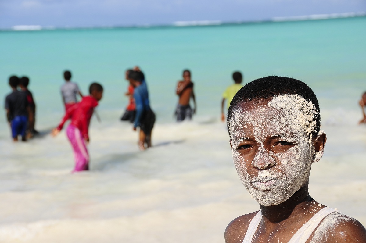 Children in the sea in Zanzibar