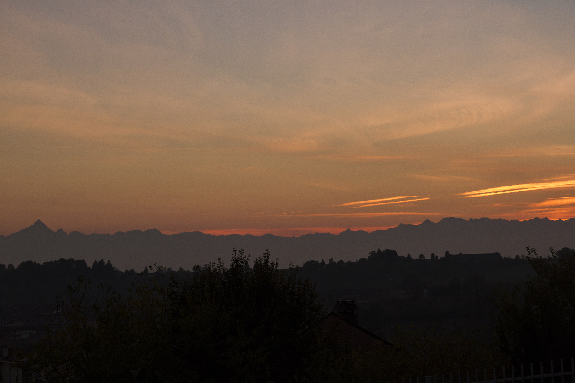 sunset on the Piedmont Alps
