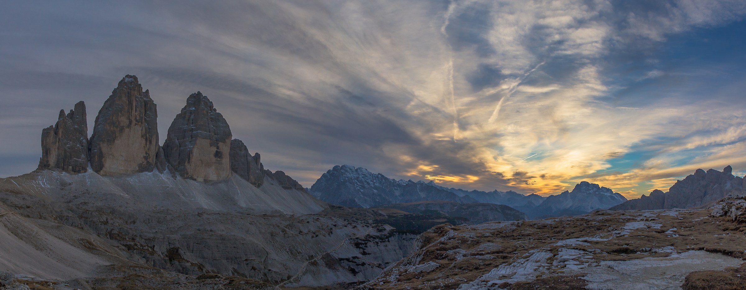 Sunset over Tre Cime di Lavaredo Panoramic