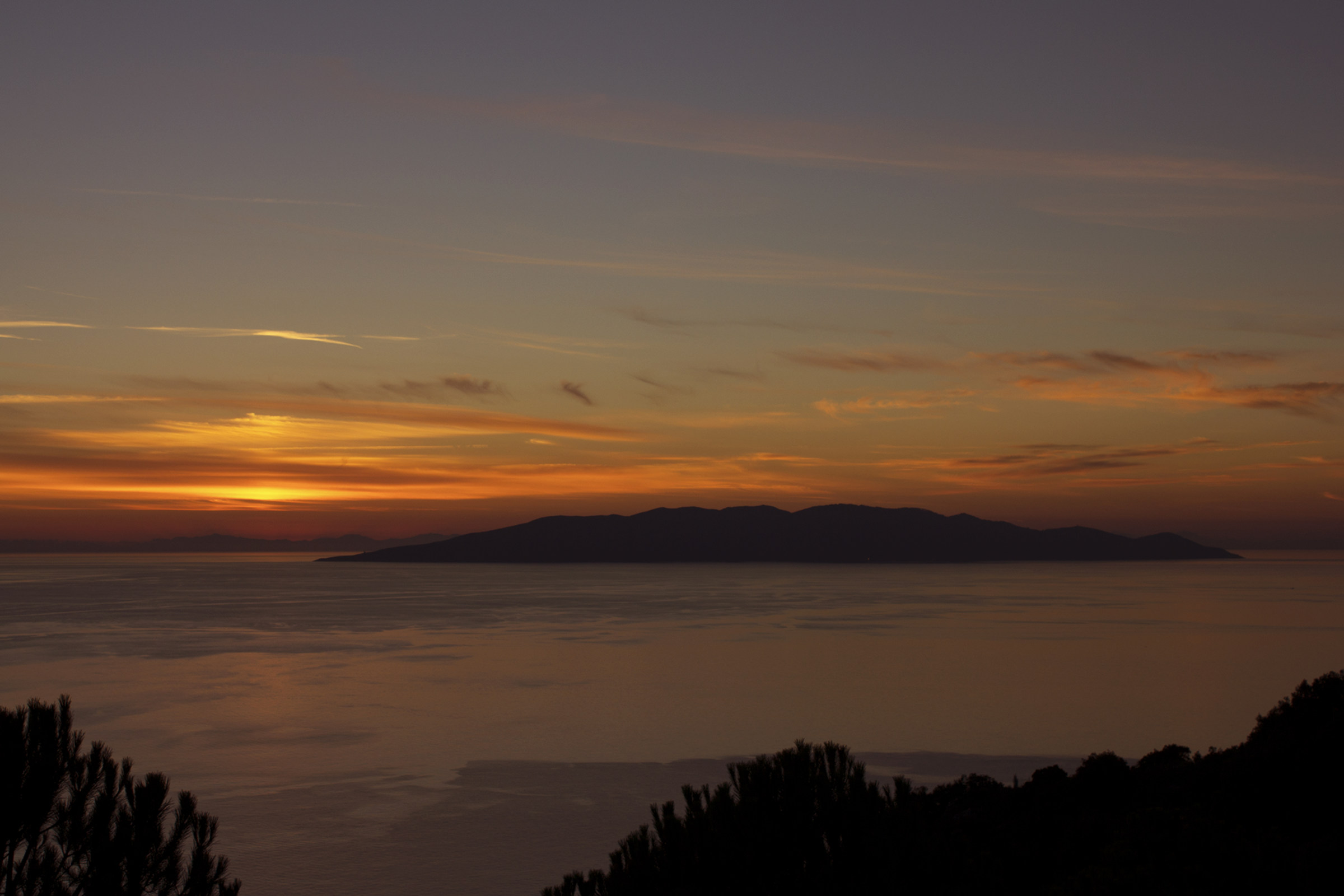 Giglio island at sunset