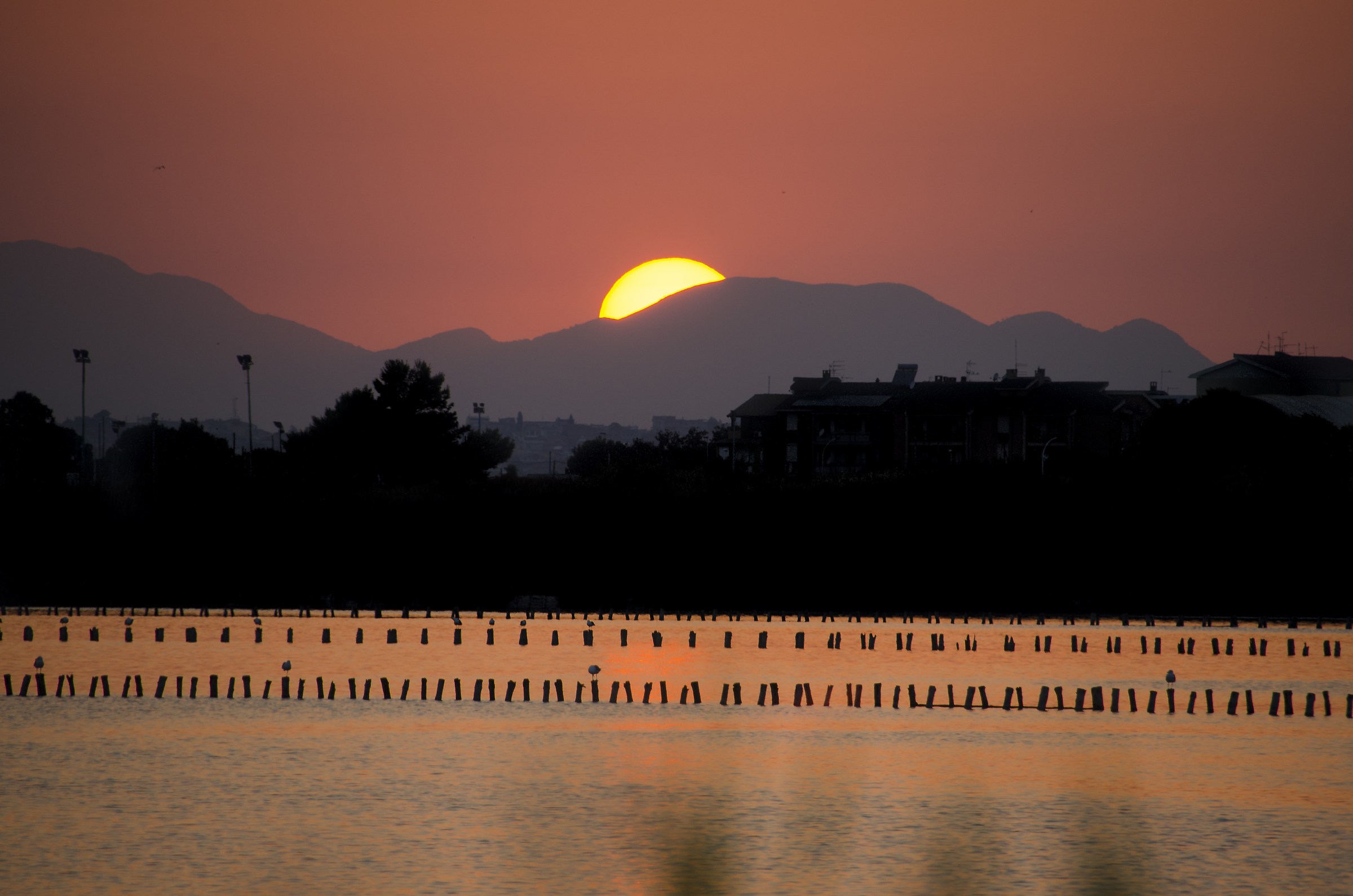 Sunset on Poetto salt pans