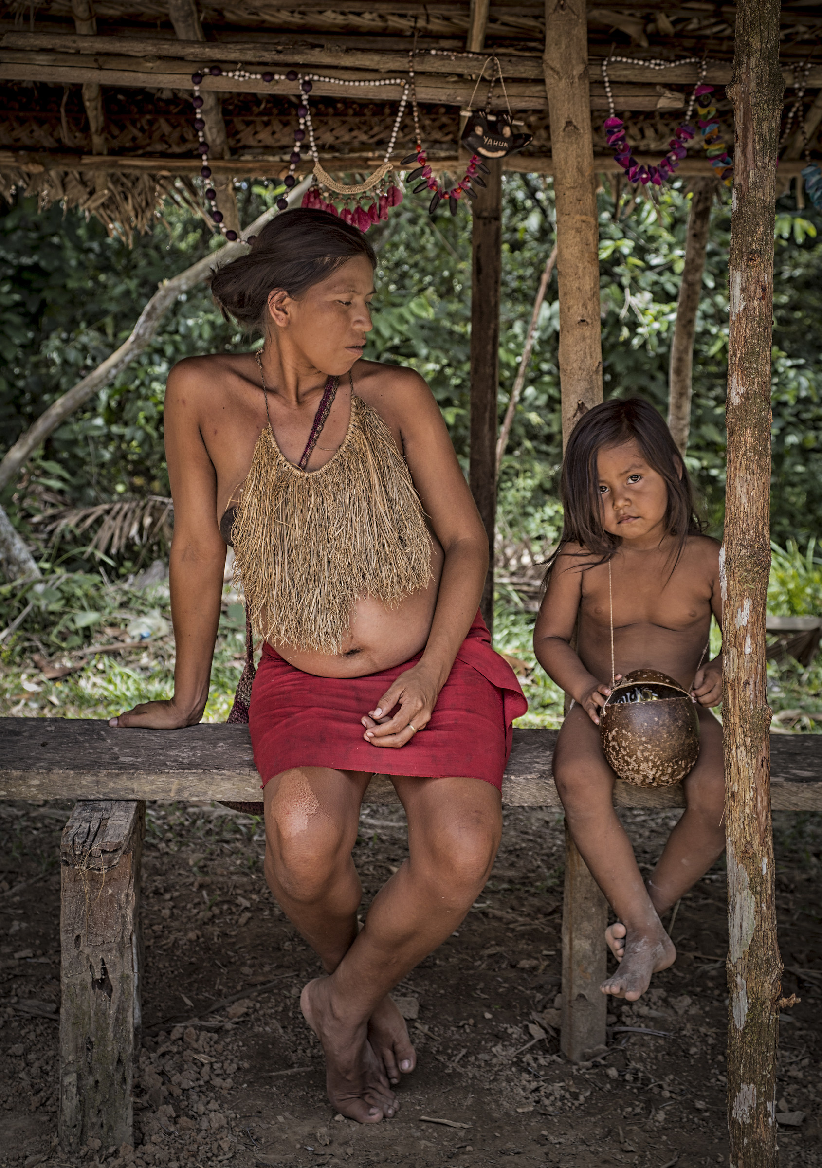 Pregnant woman with her daughter