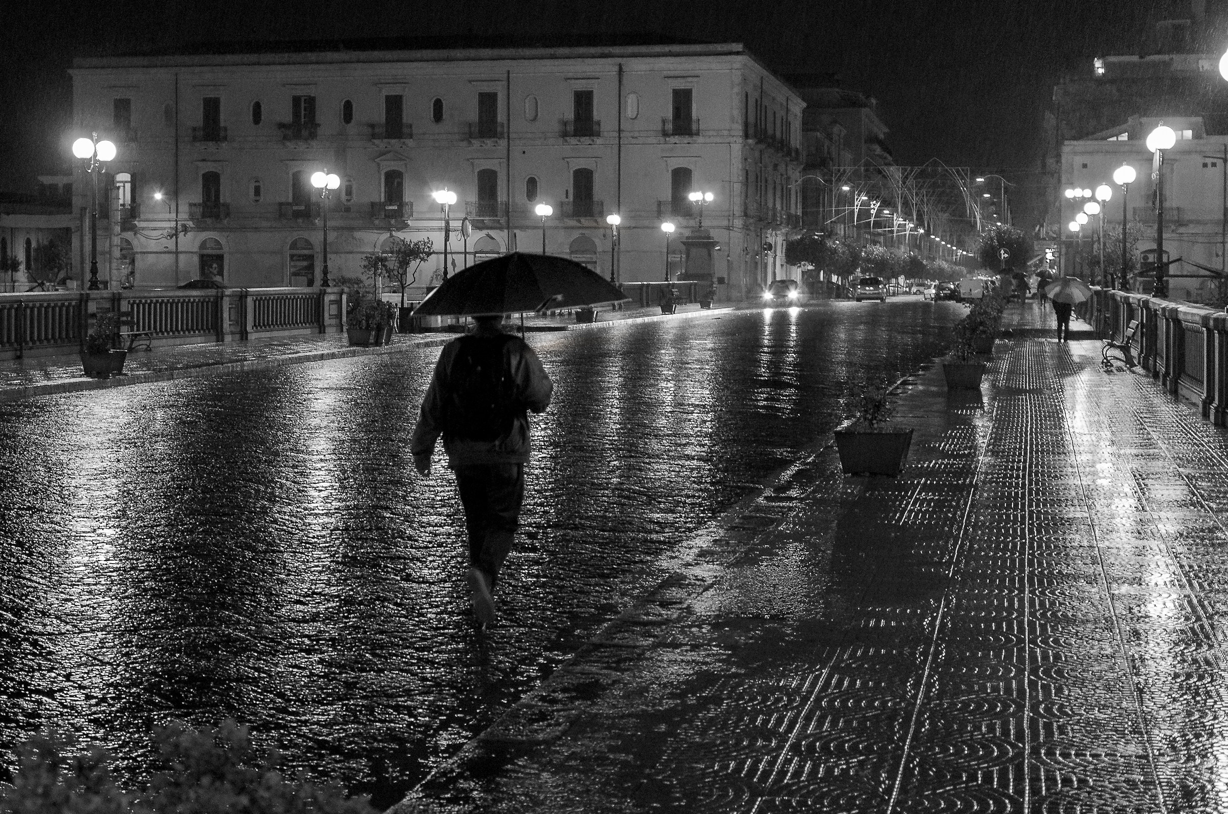 alone under rain