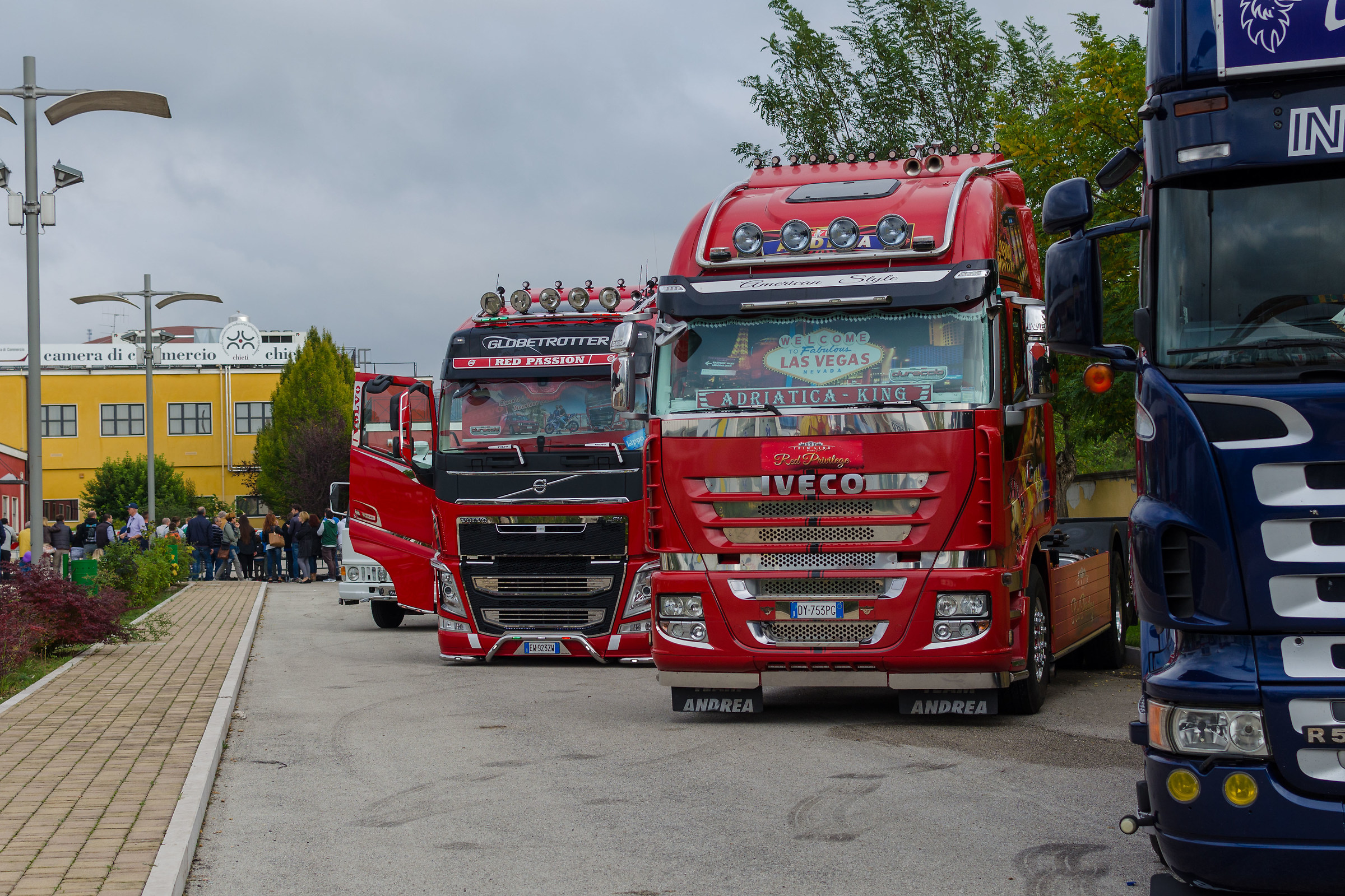 trucks at the entrance