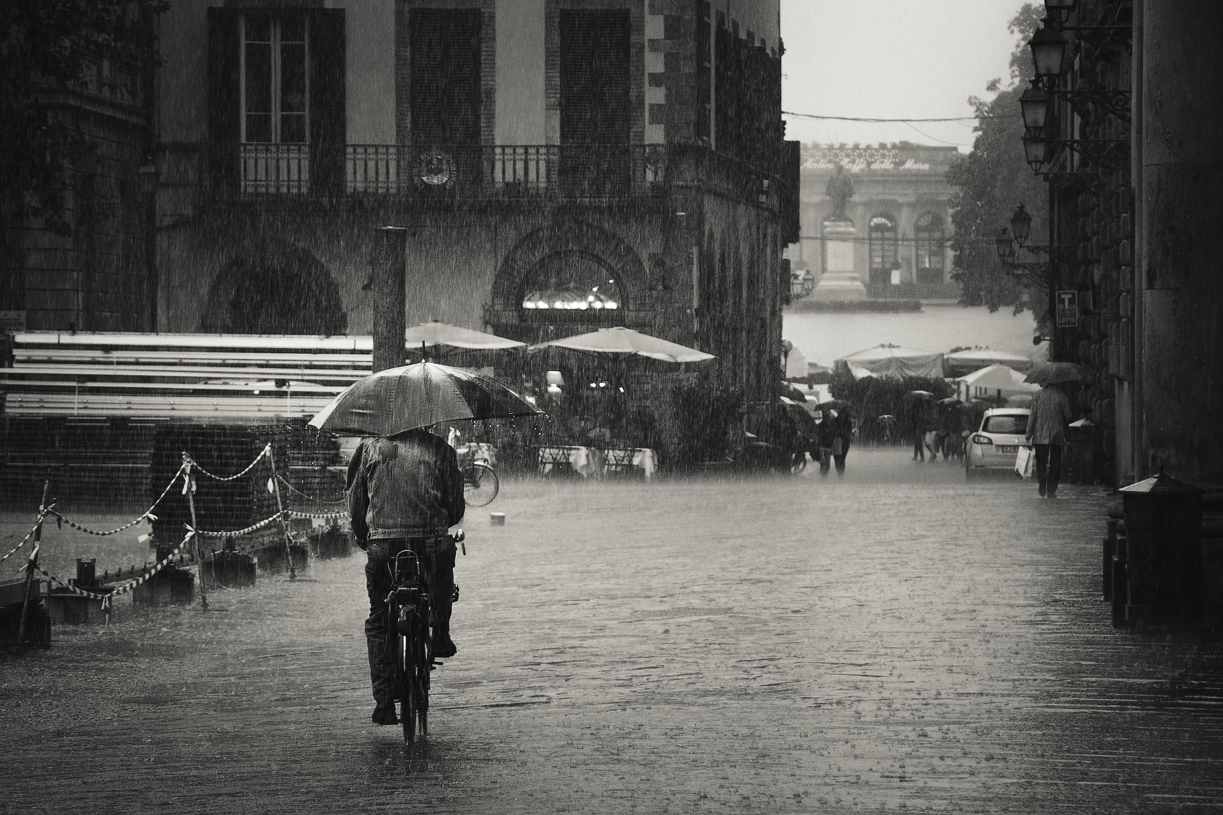 The downtown streets in the rain