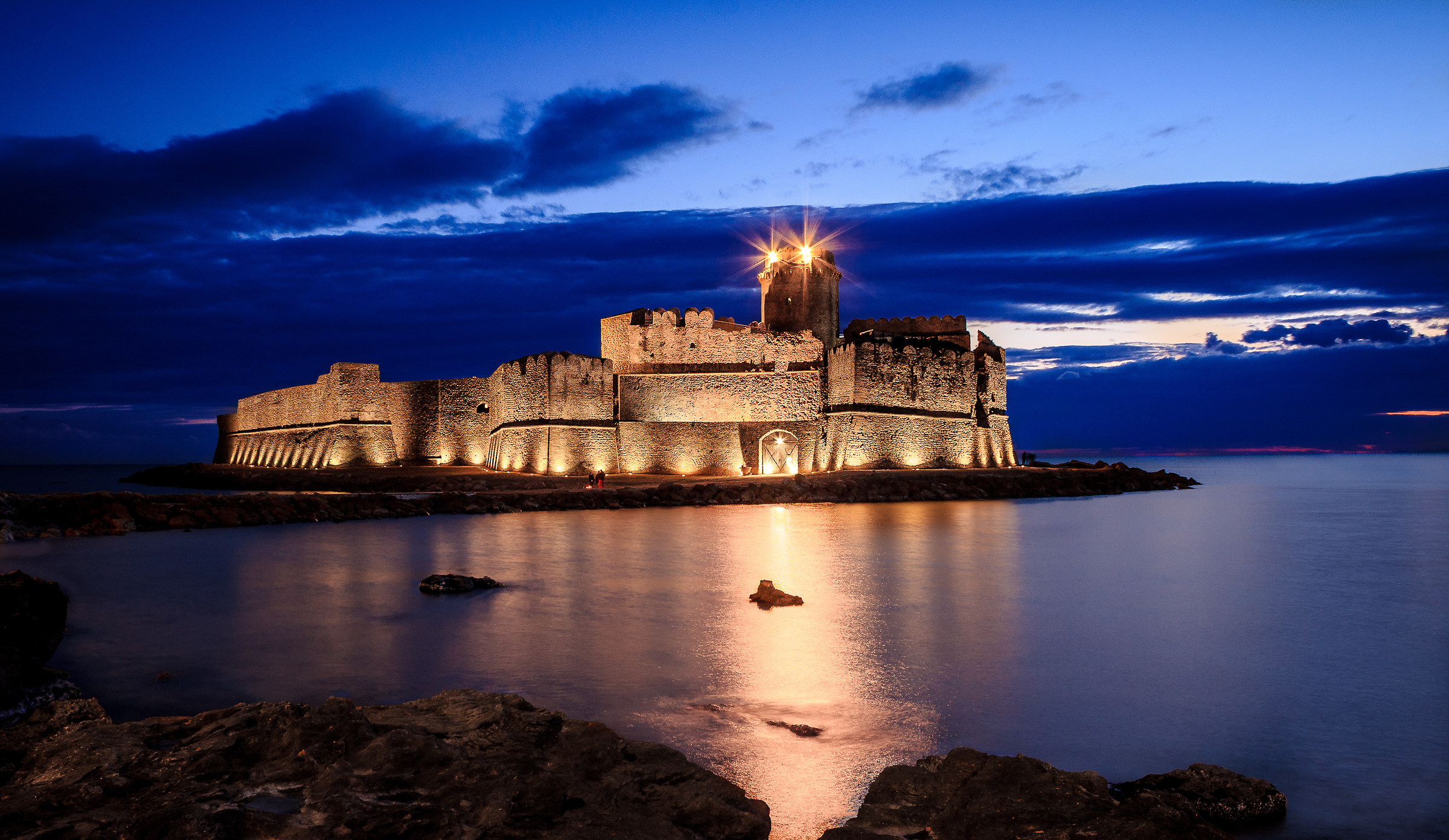 Aragonese fortress at sunset