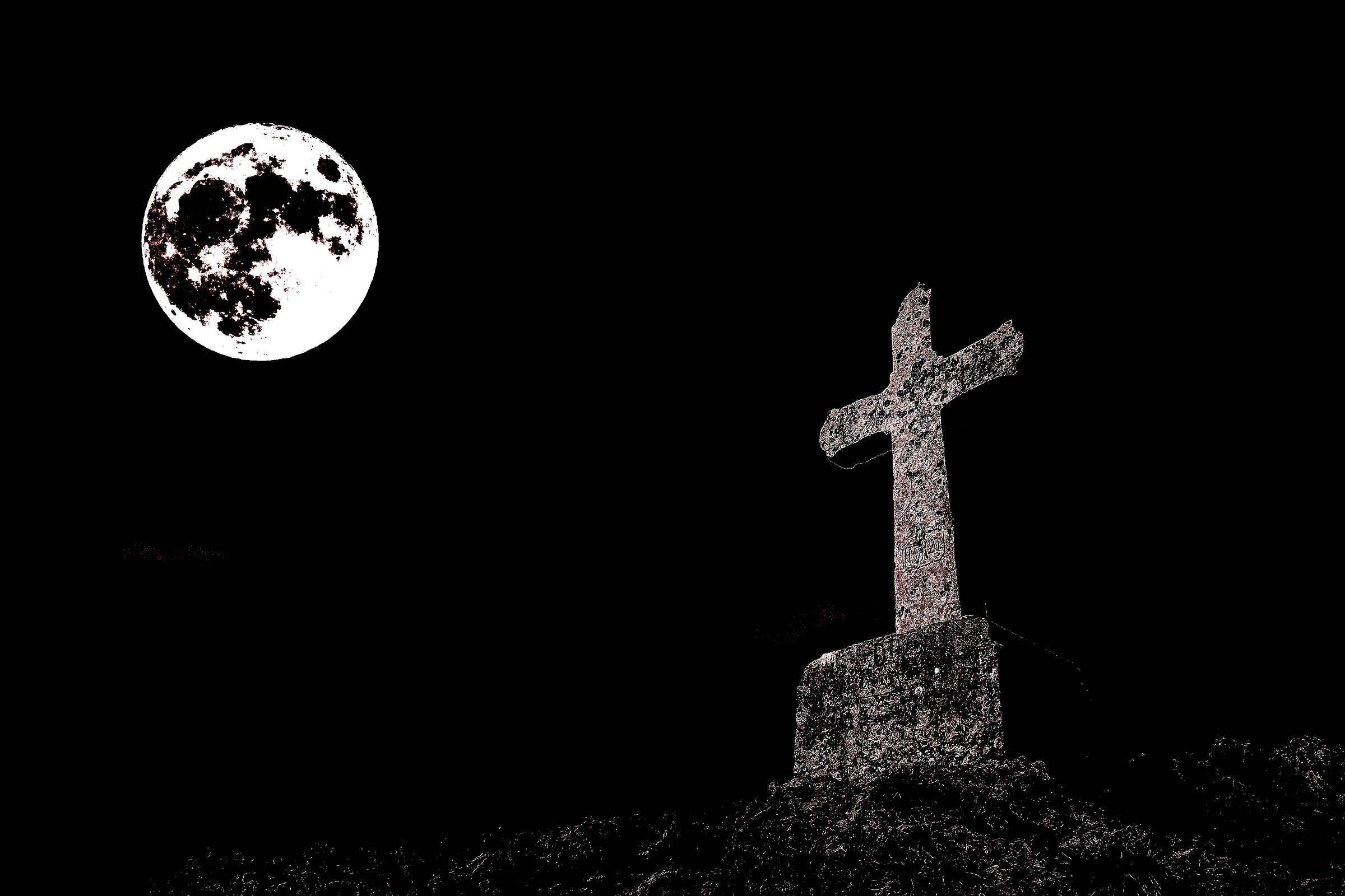 luna piena al monte pastello