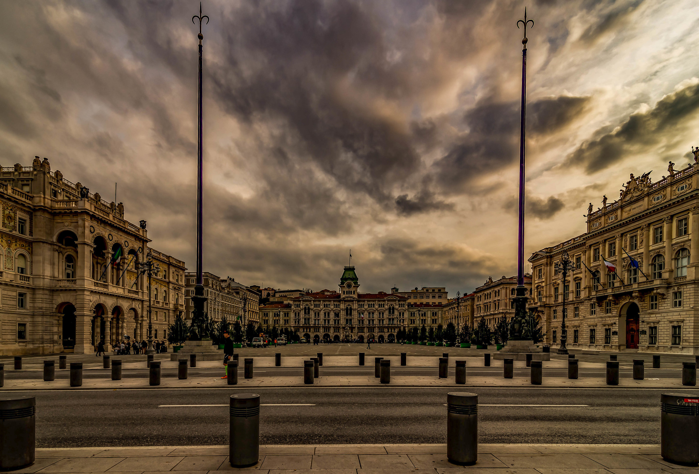 Trieste - Piazza Unita 'd'Italy with threatening sky
