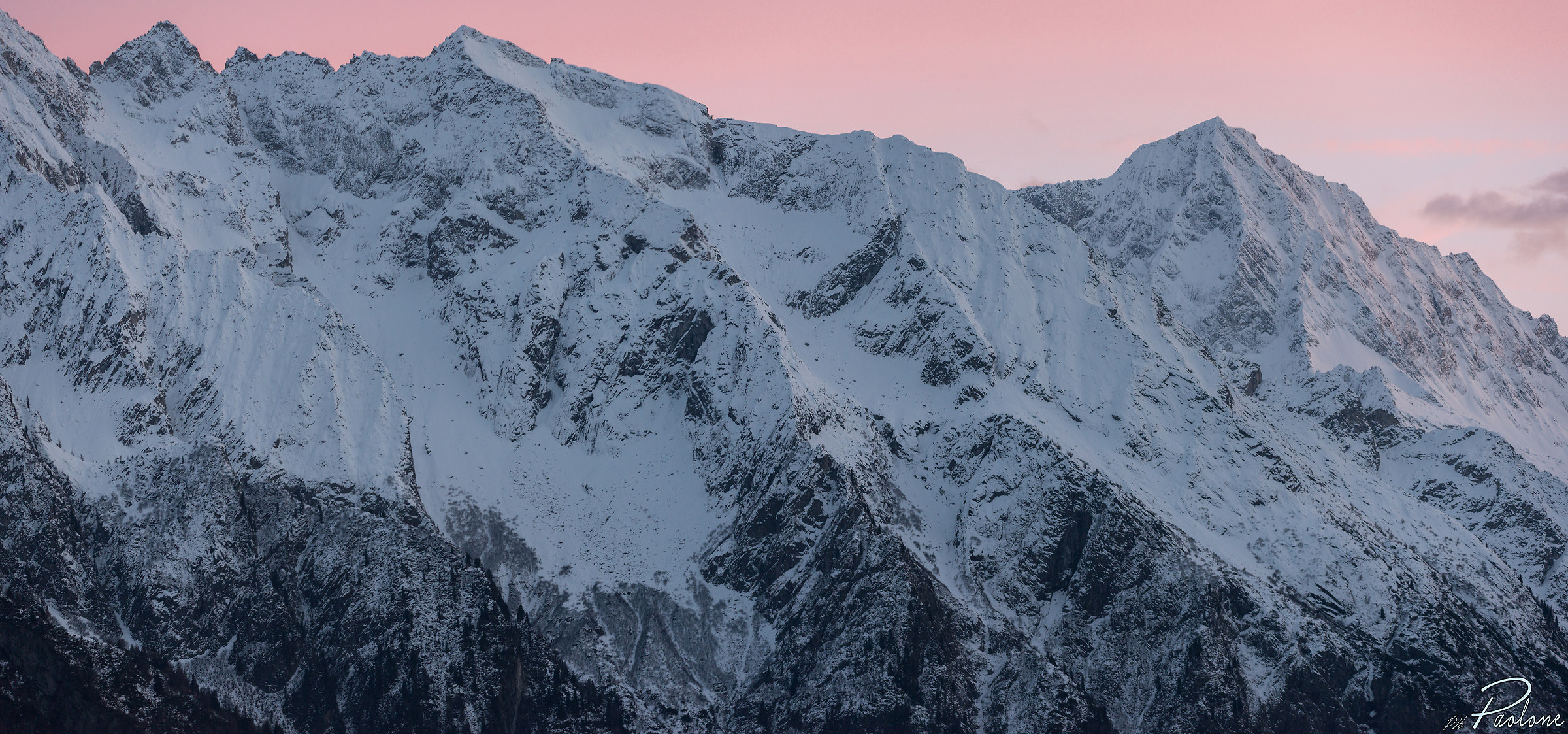 Adamello with rosy sky