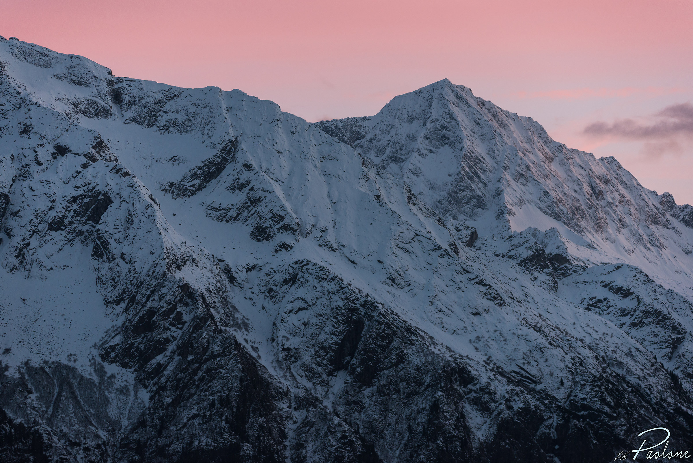 Adamello with rosy sky