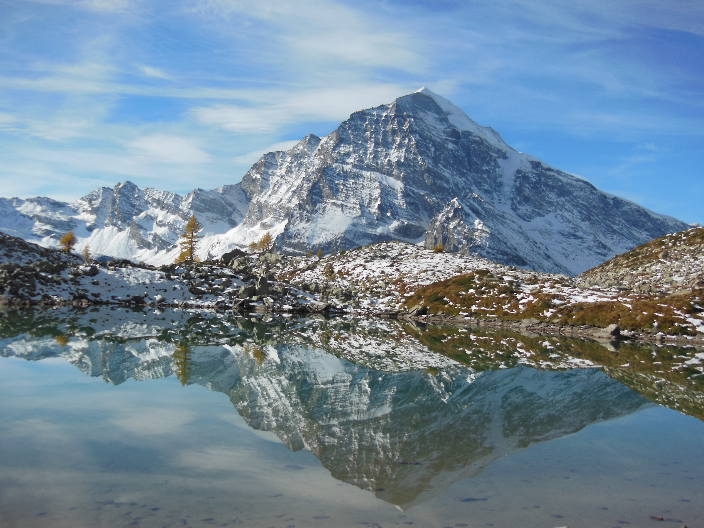 Alpe Veglia. Monte Leone mirror in White Lake.