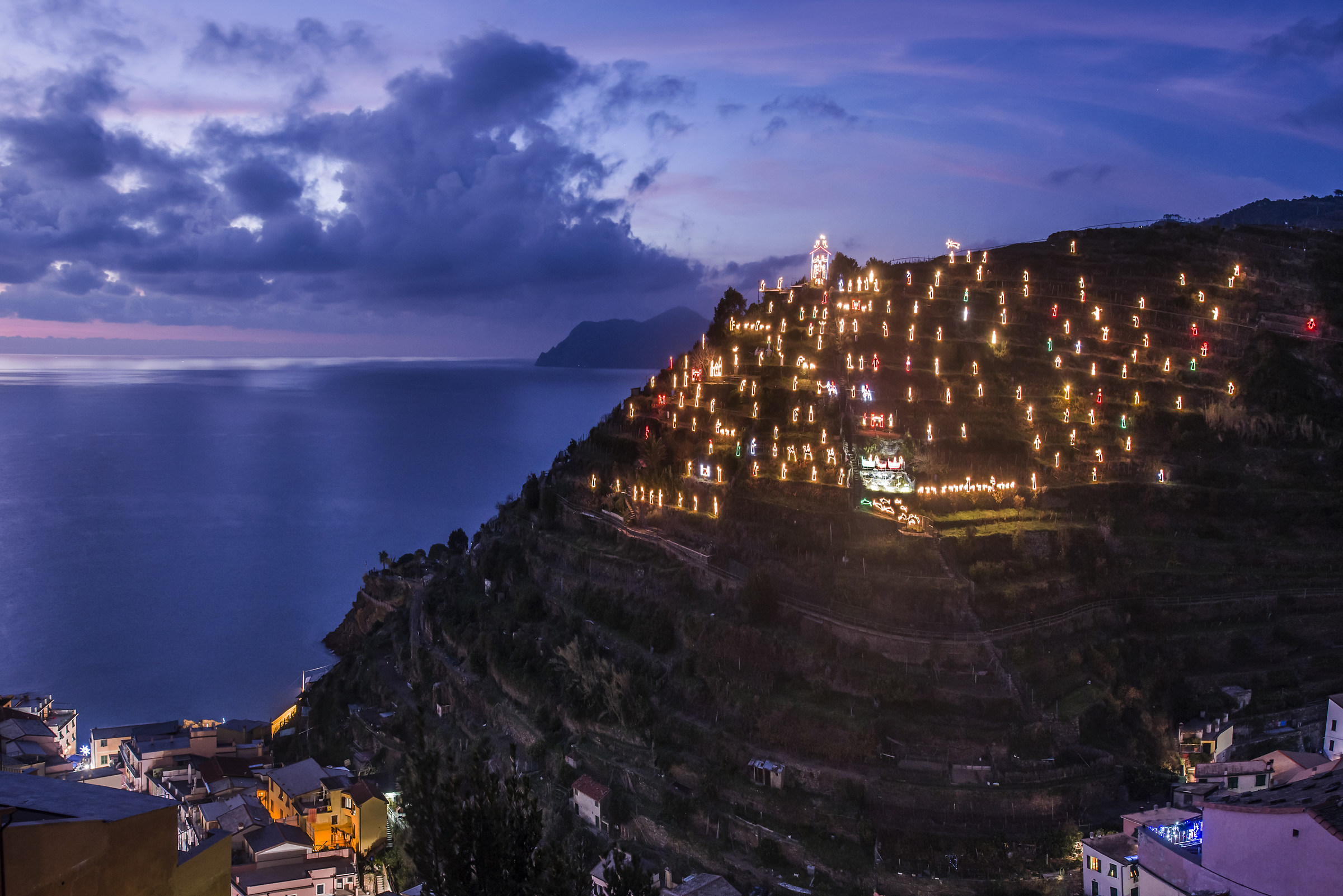 illuminated nativity scene