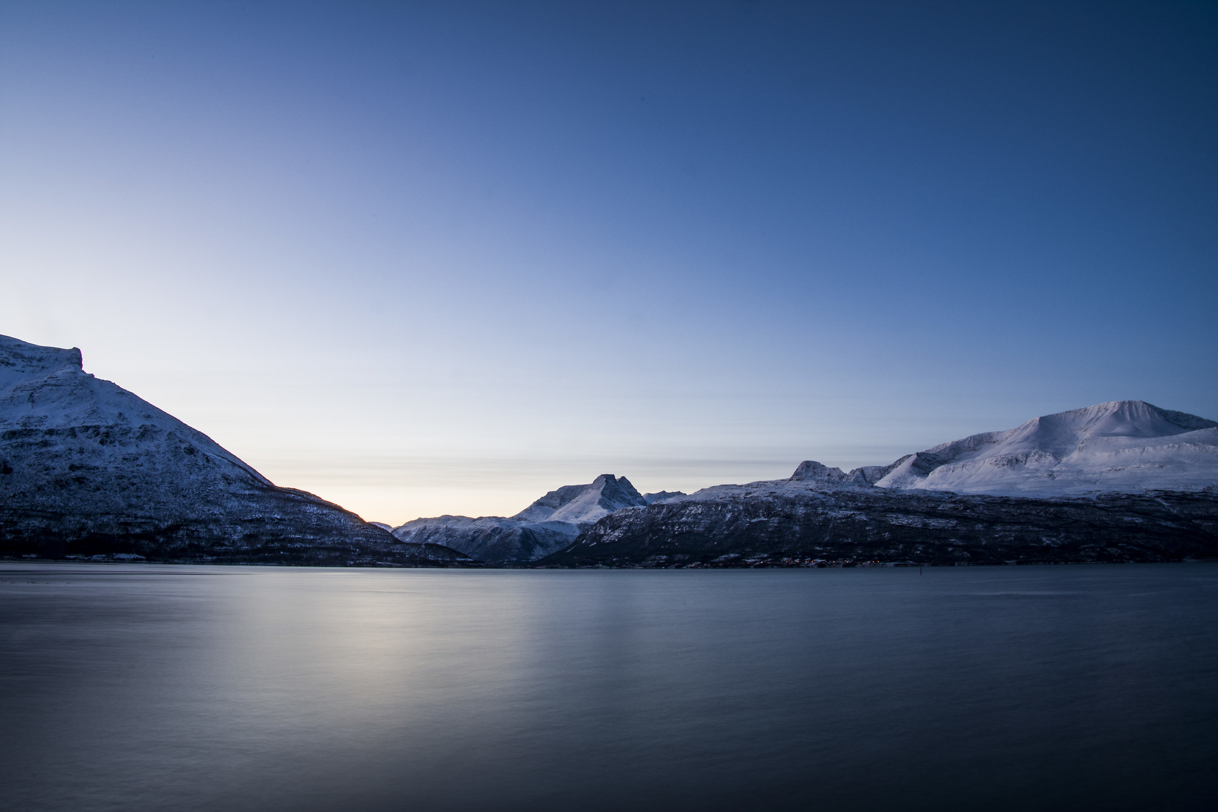 View from arctic ocean fjord (Skibotn / Norway)