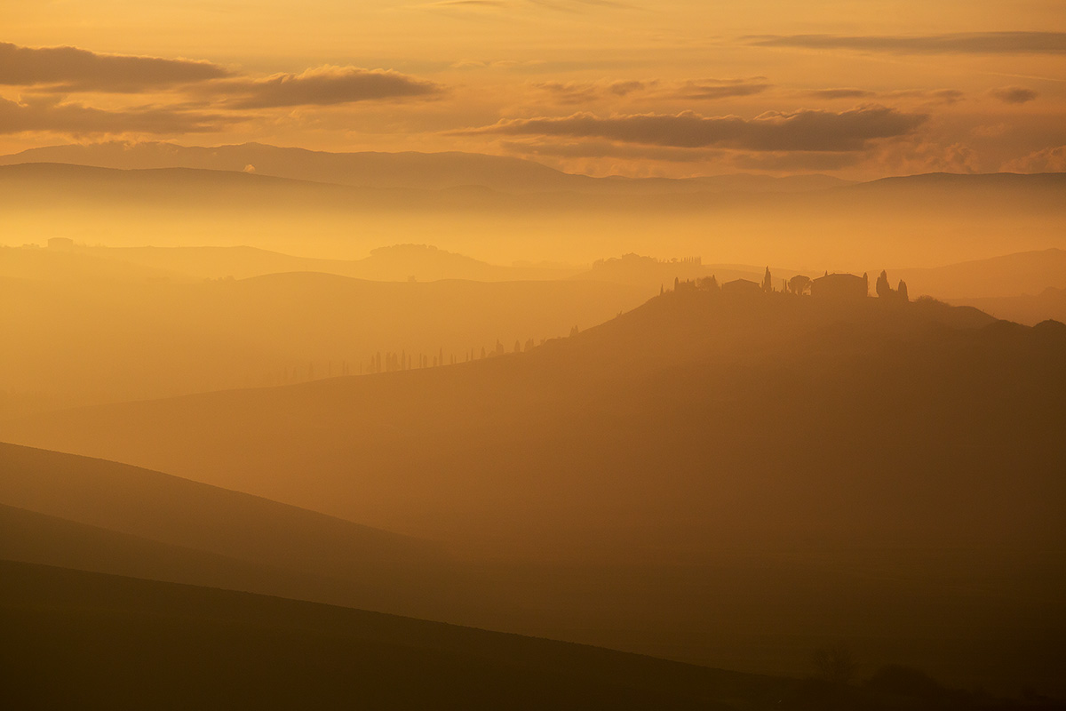 Sunset between the Crete Senesi