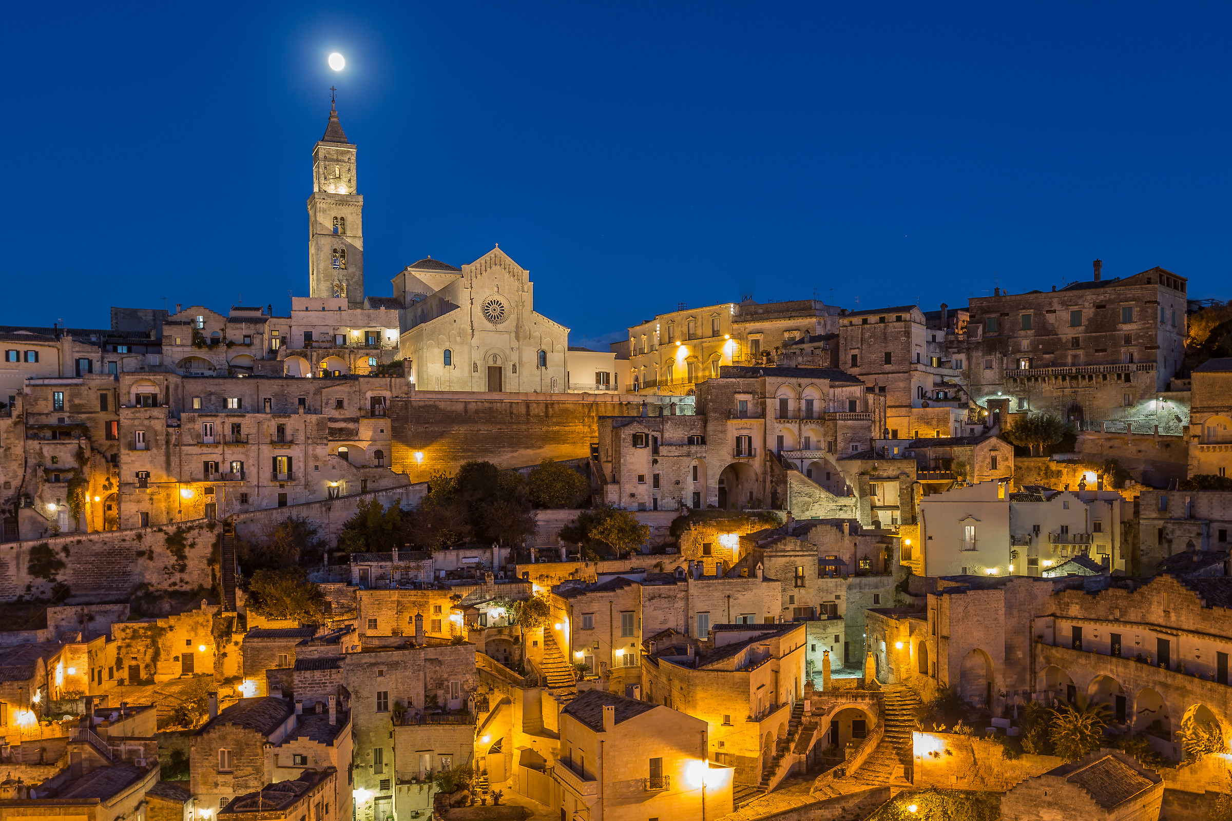 Matera-moon on the steeple