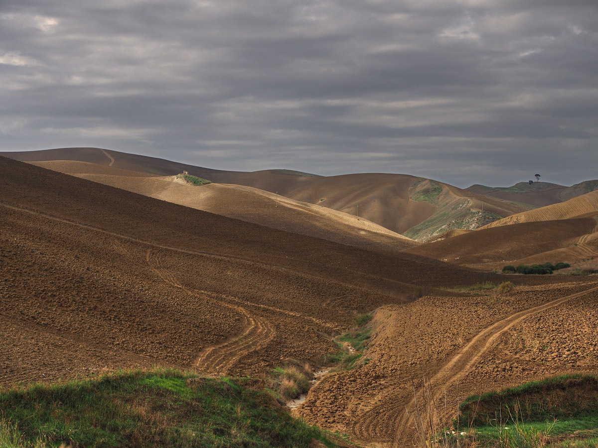 Hills plowed in Sicily