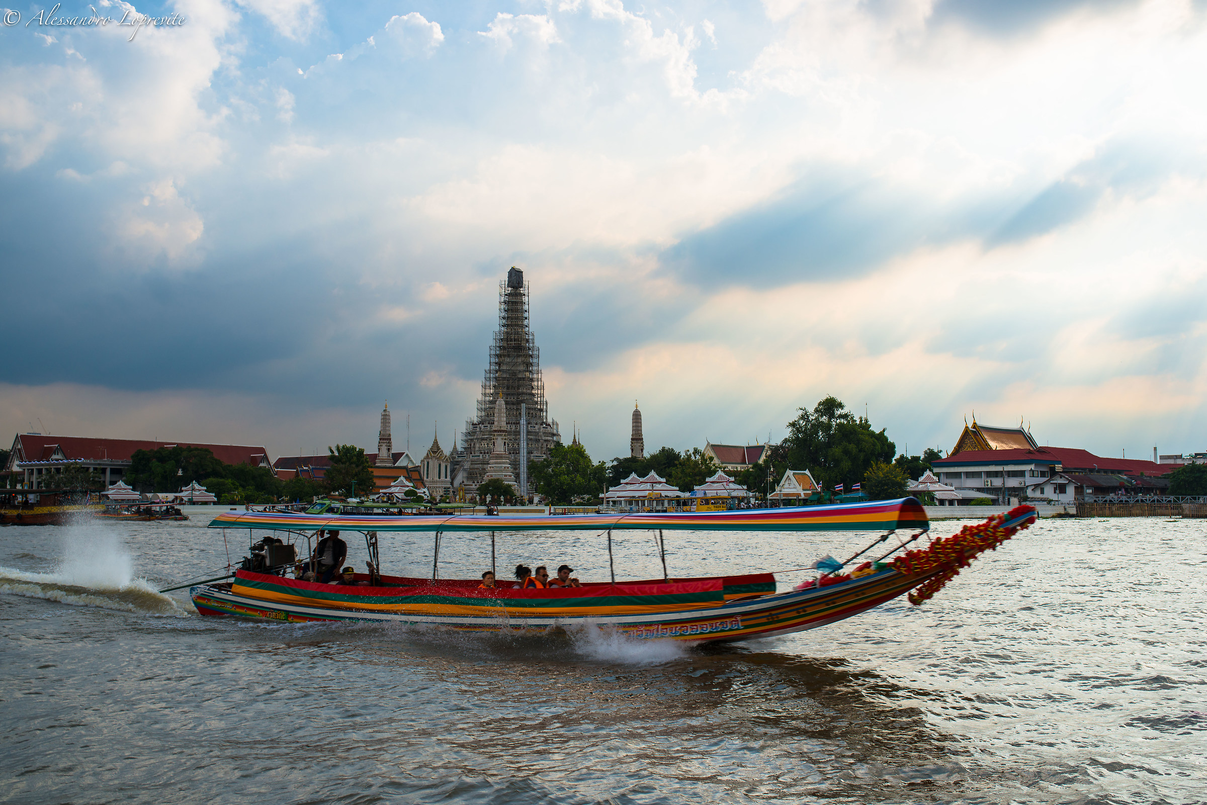 Ride by boat on the river in Bangkok