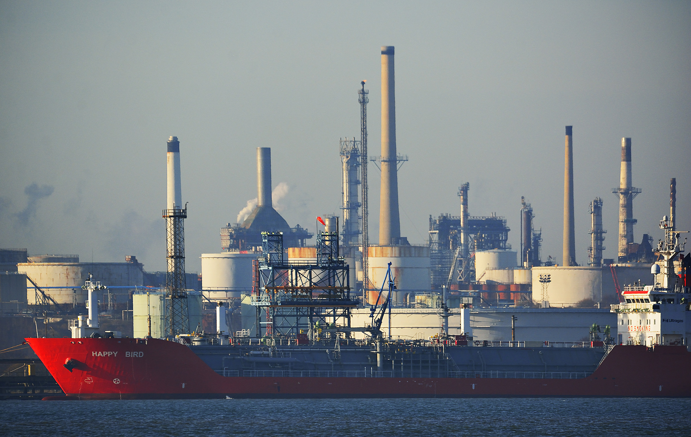 'Happy Bird' berthed at the Oil Refinery