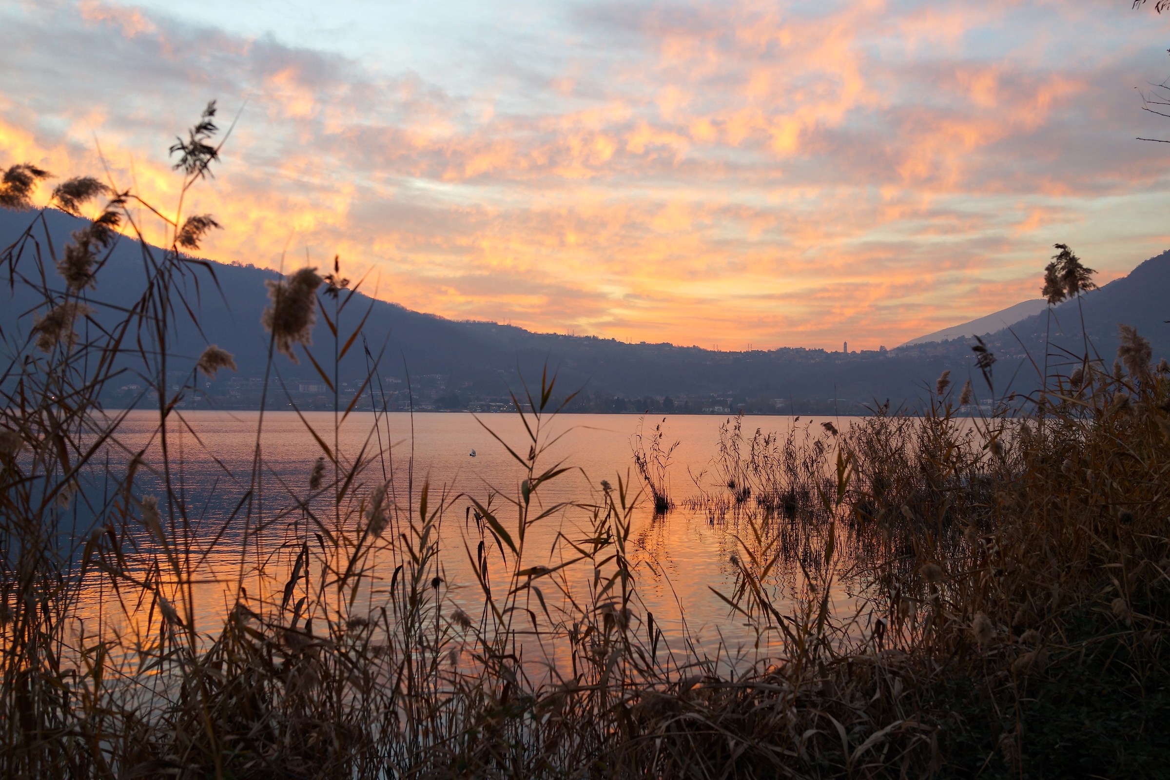 tramonto invernale 2, lago di Garlate