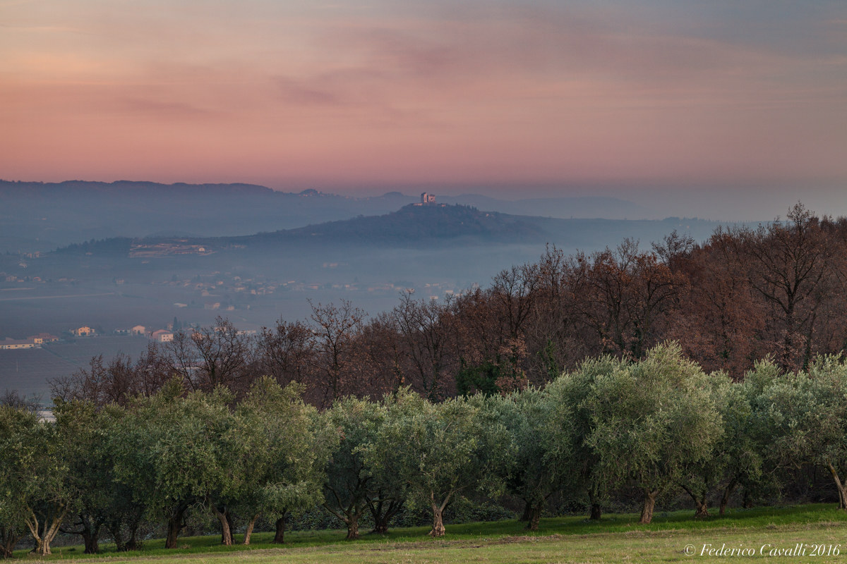 Light after sunset Val d'Illasi and its castle