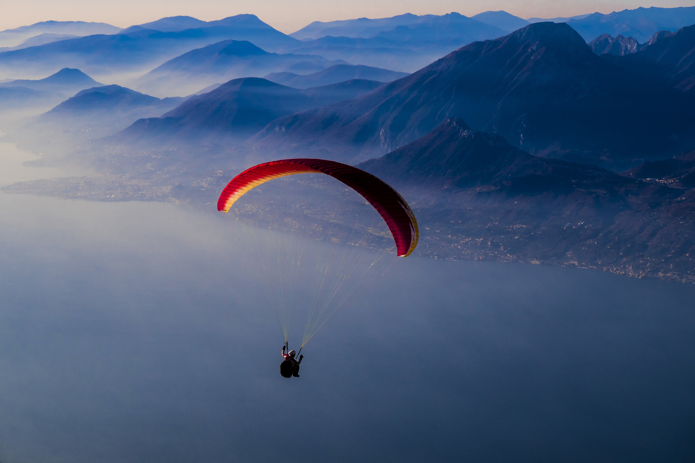 Paragliding in flight