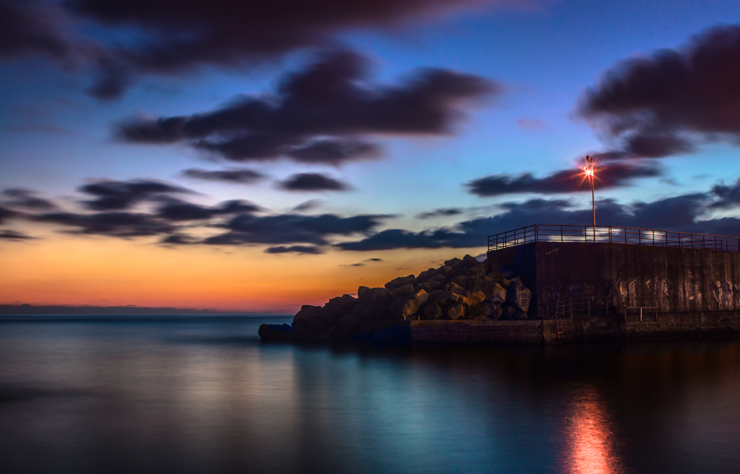 Lunga esposizione sul molo, Genova Nervi