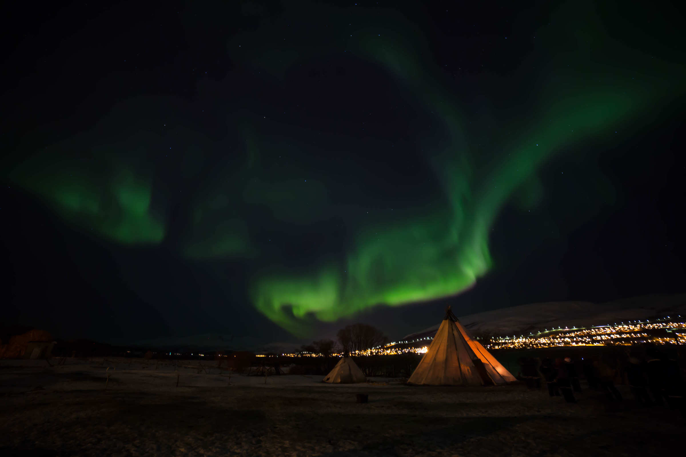 A tent under the aurora