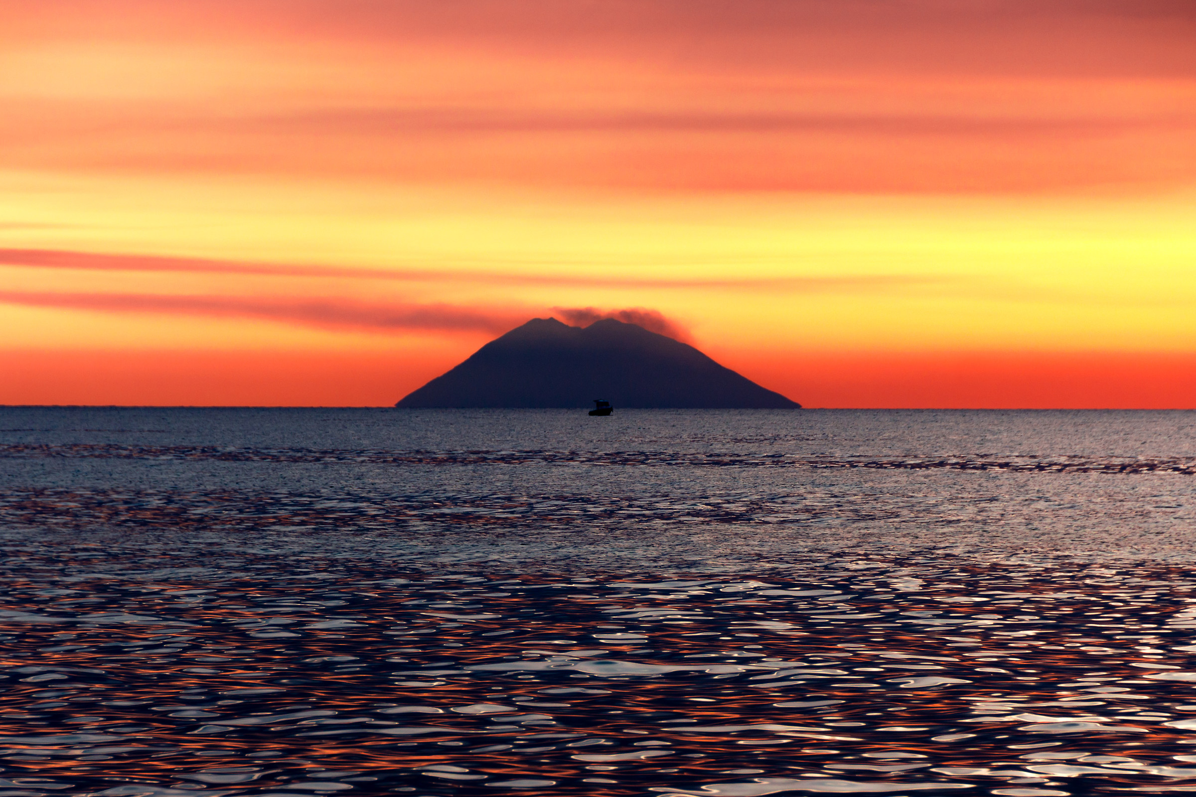 Stromboli at sunset