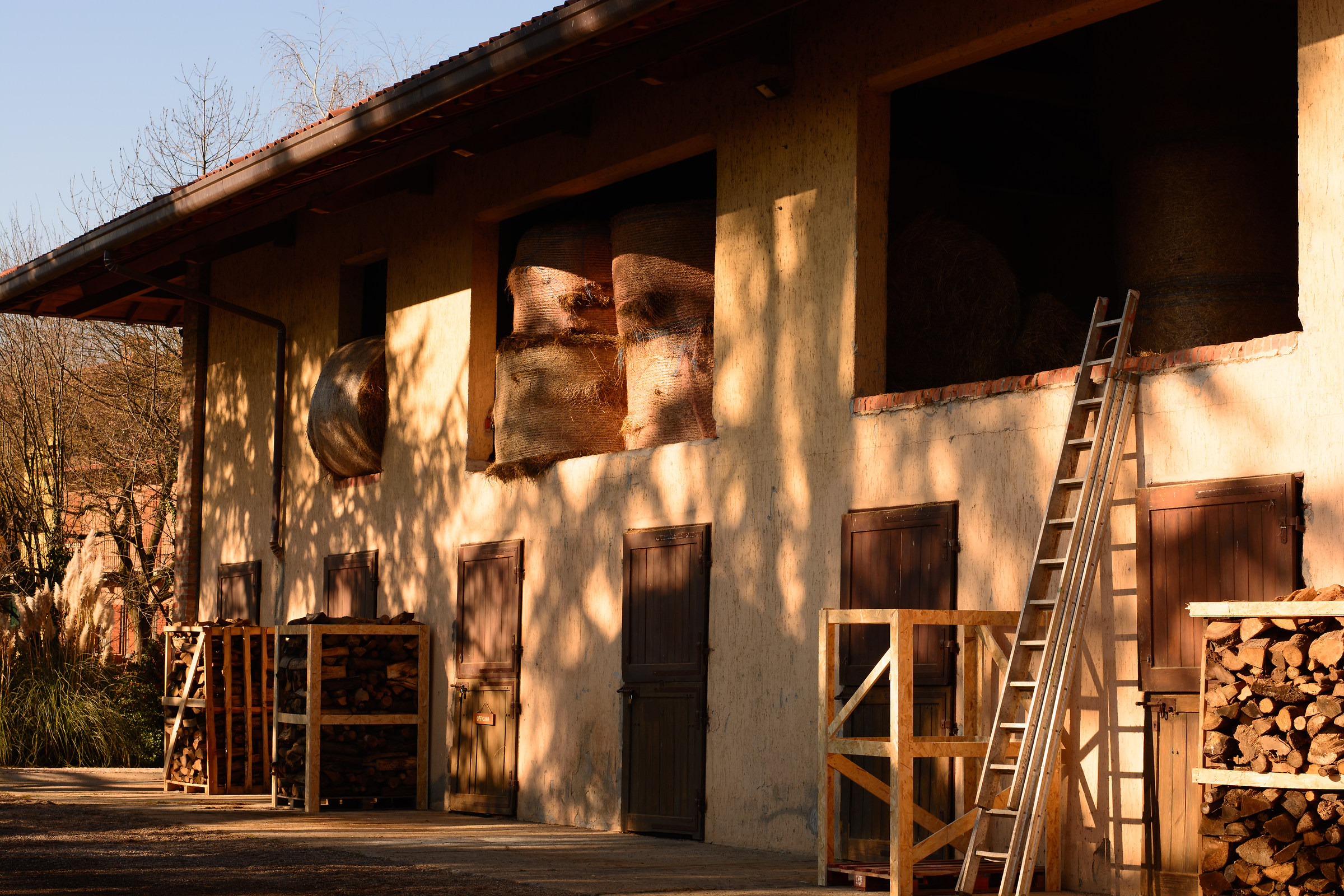 The hay is in the barn.