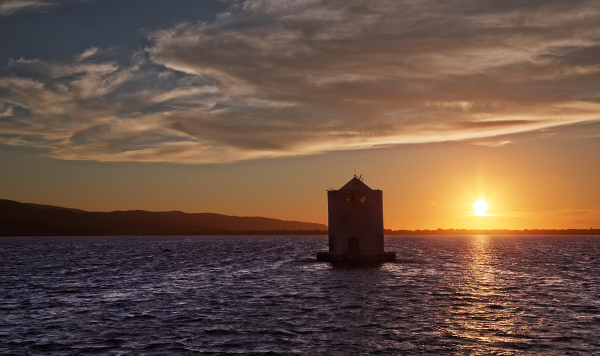 Sunset on the lagoon of Orbetello