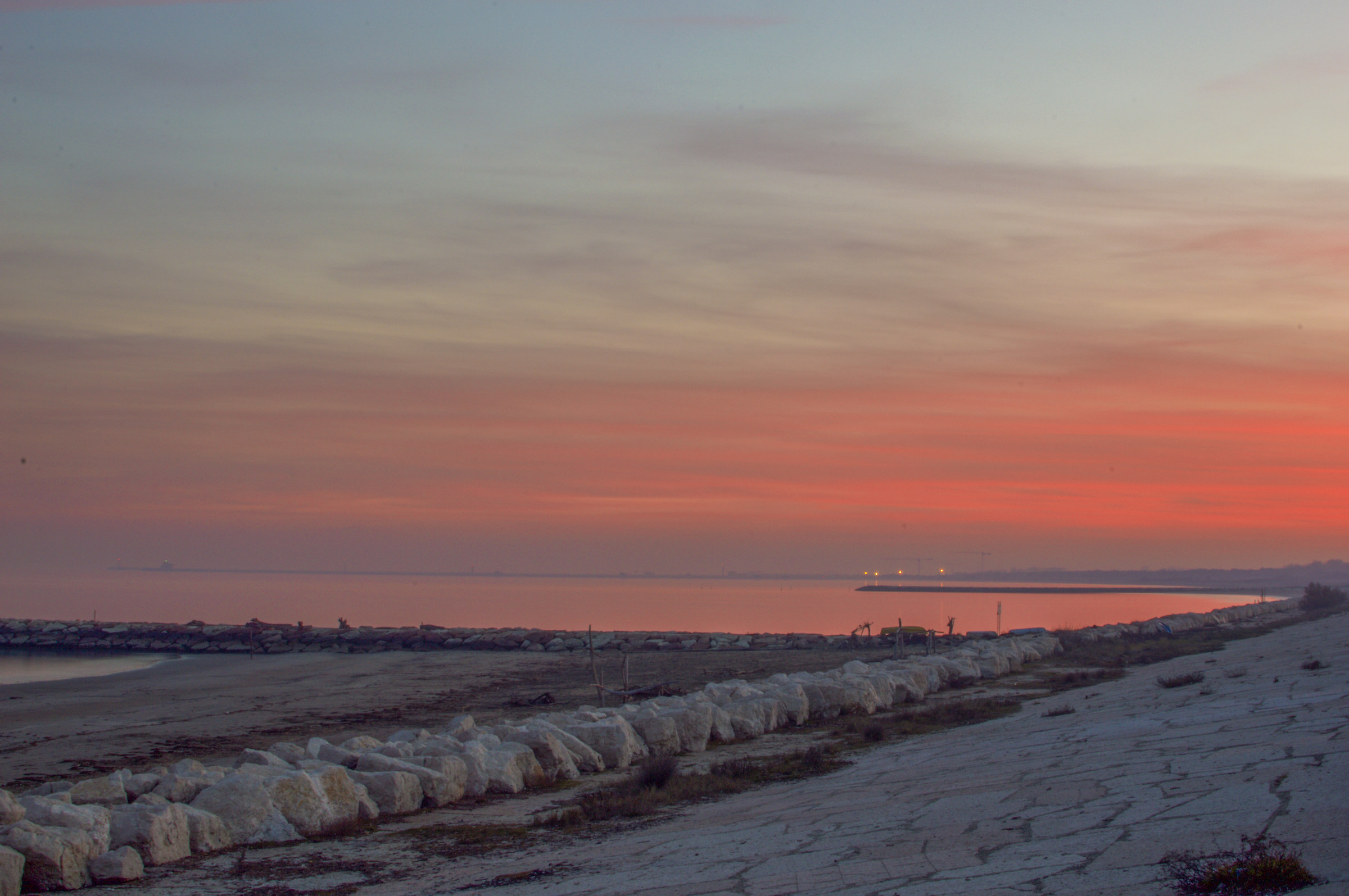 Sunset on the beach in Venice