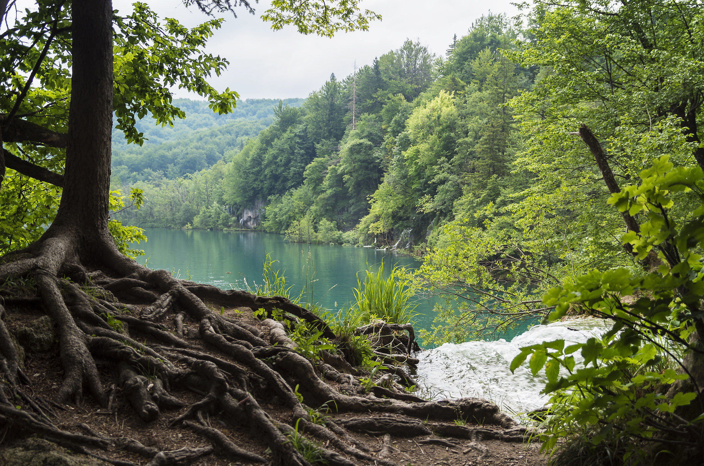 at the edge of waterfall