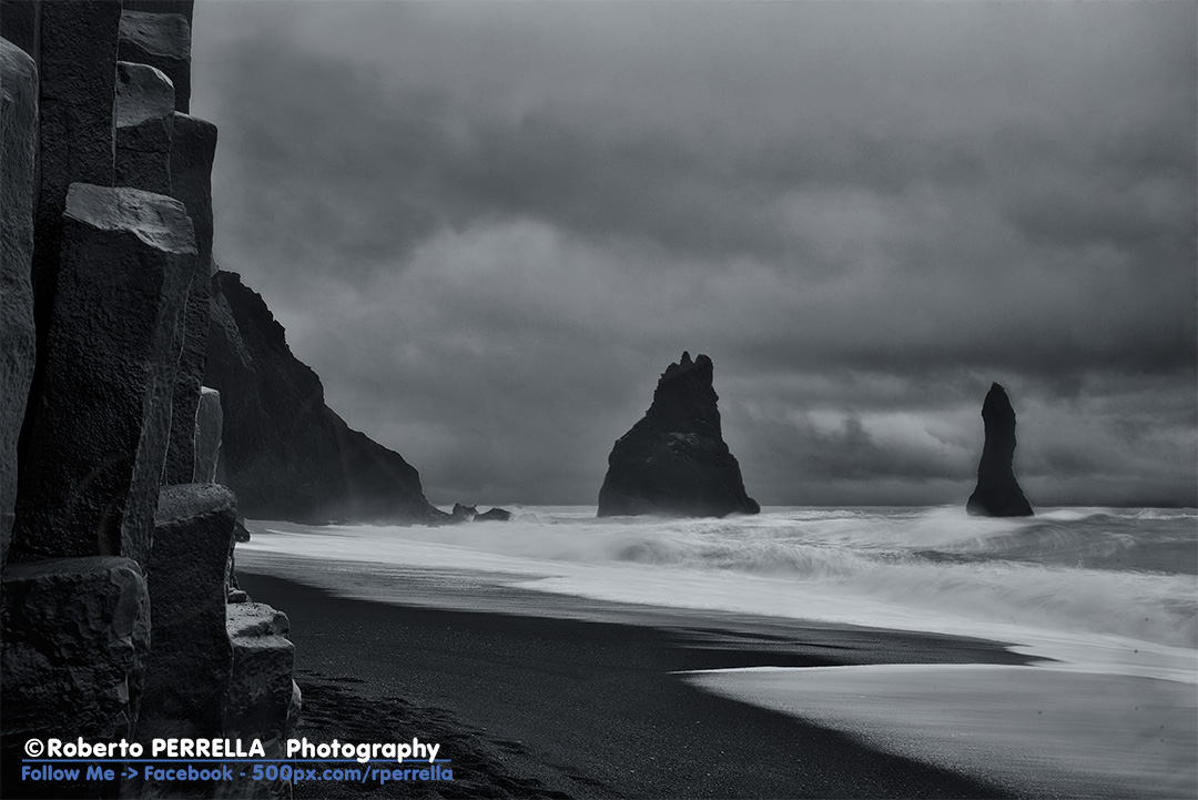stormy Reynisfjara beach