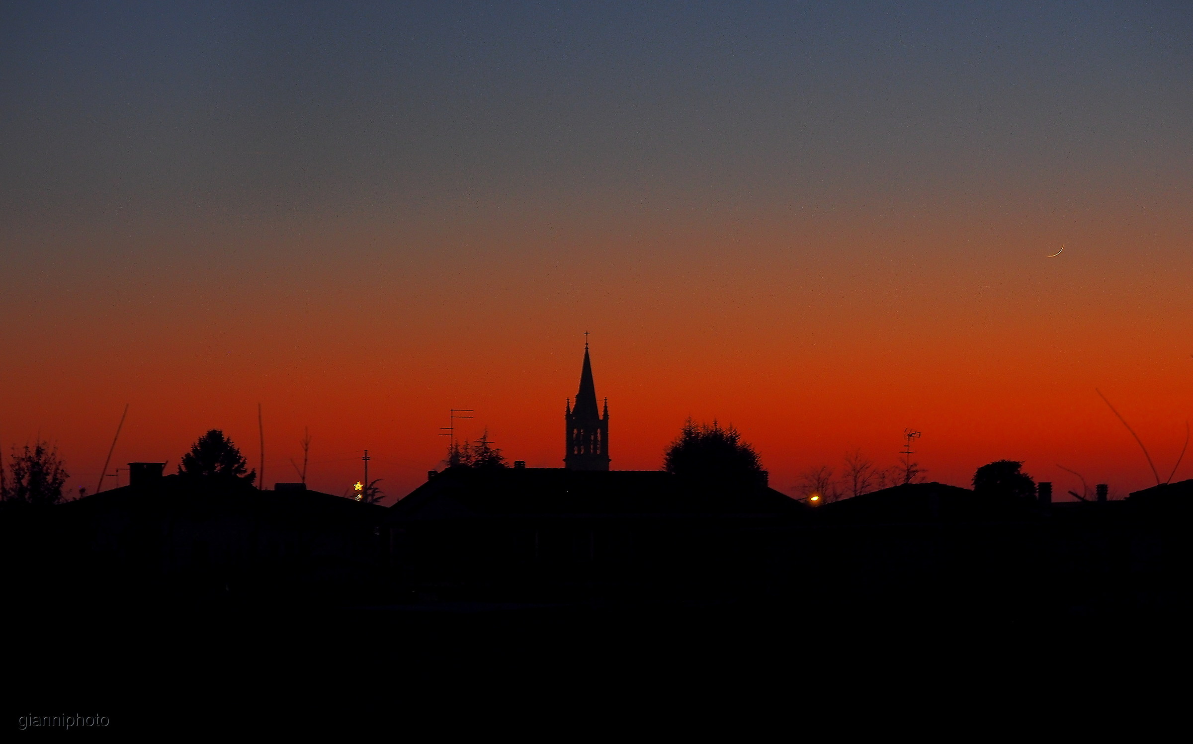 silhouette of the village