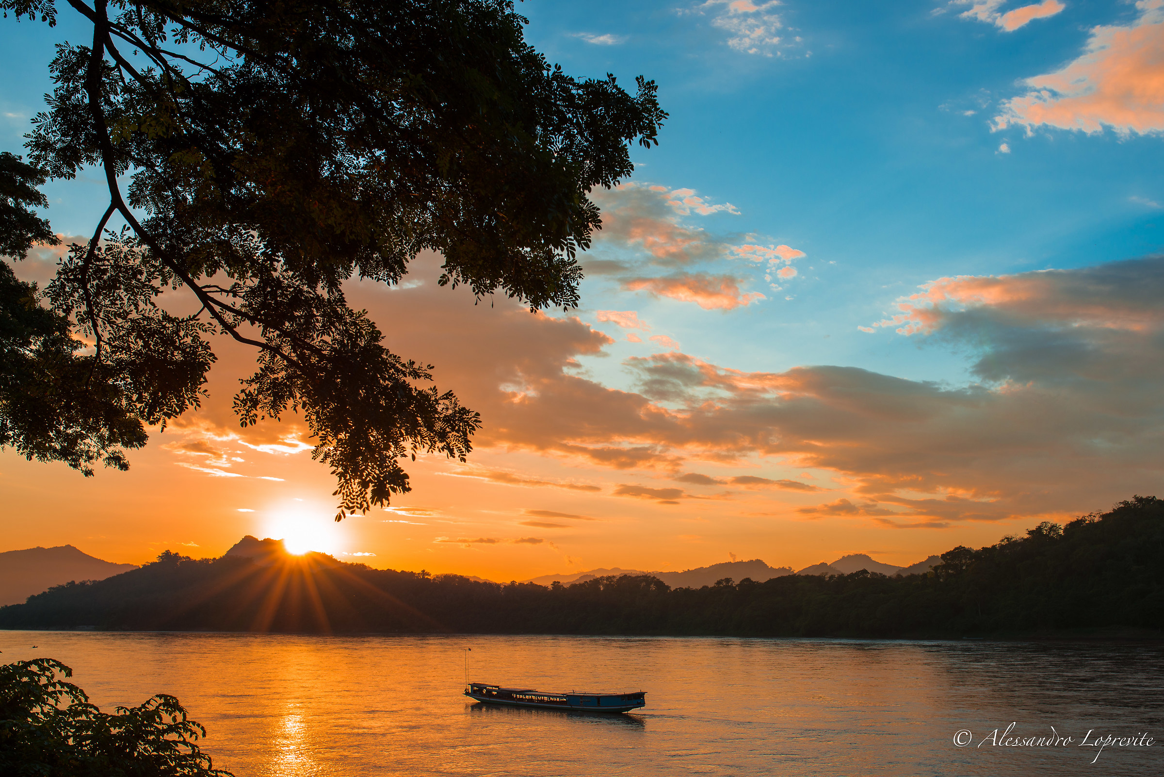 Sunset on the Mekong to Luang Prabang