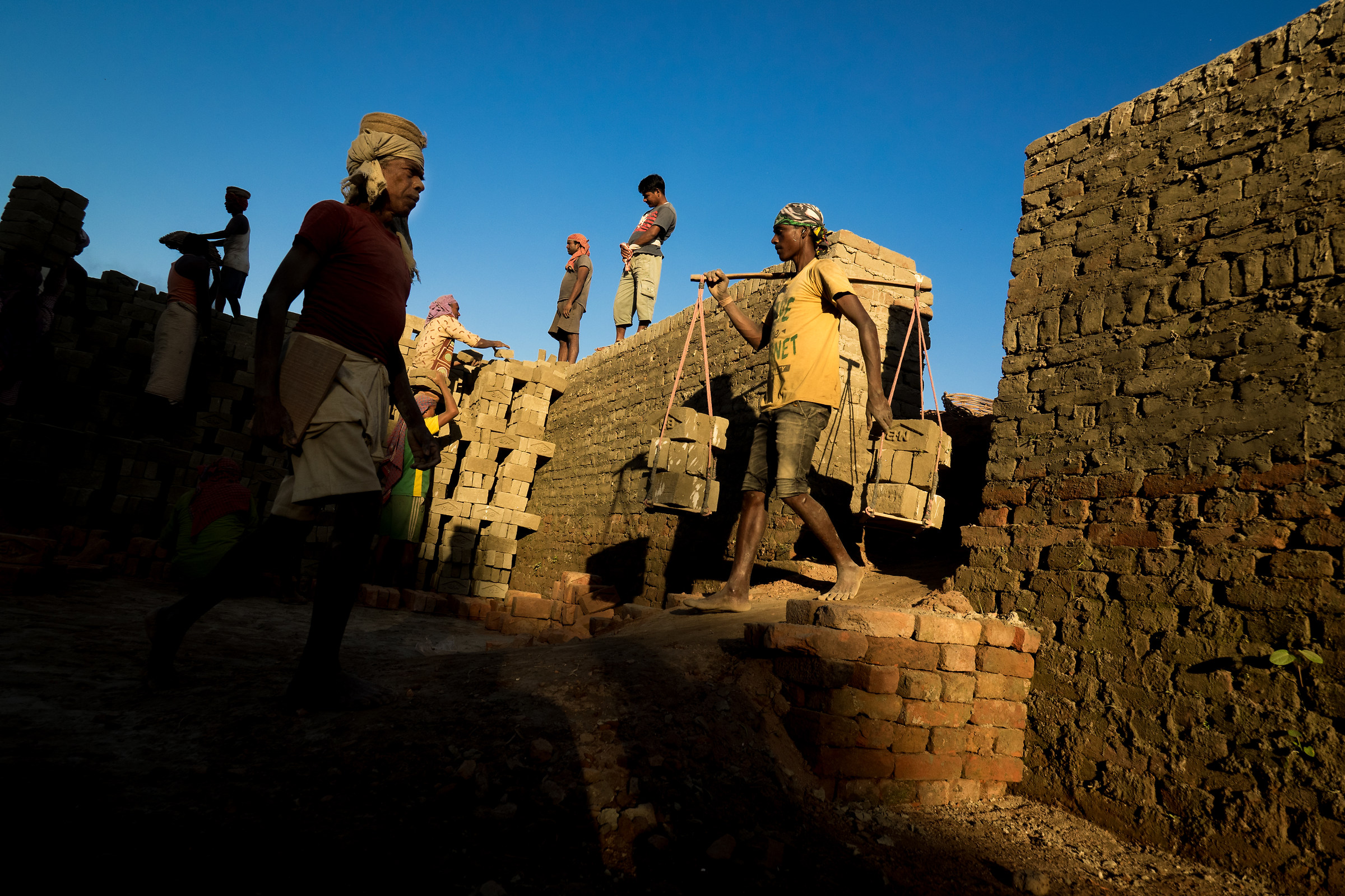 In the brick factory. Island of Majuli, India