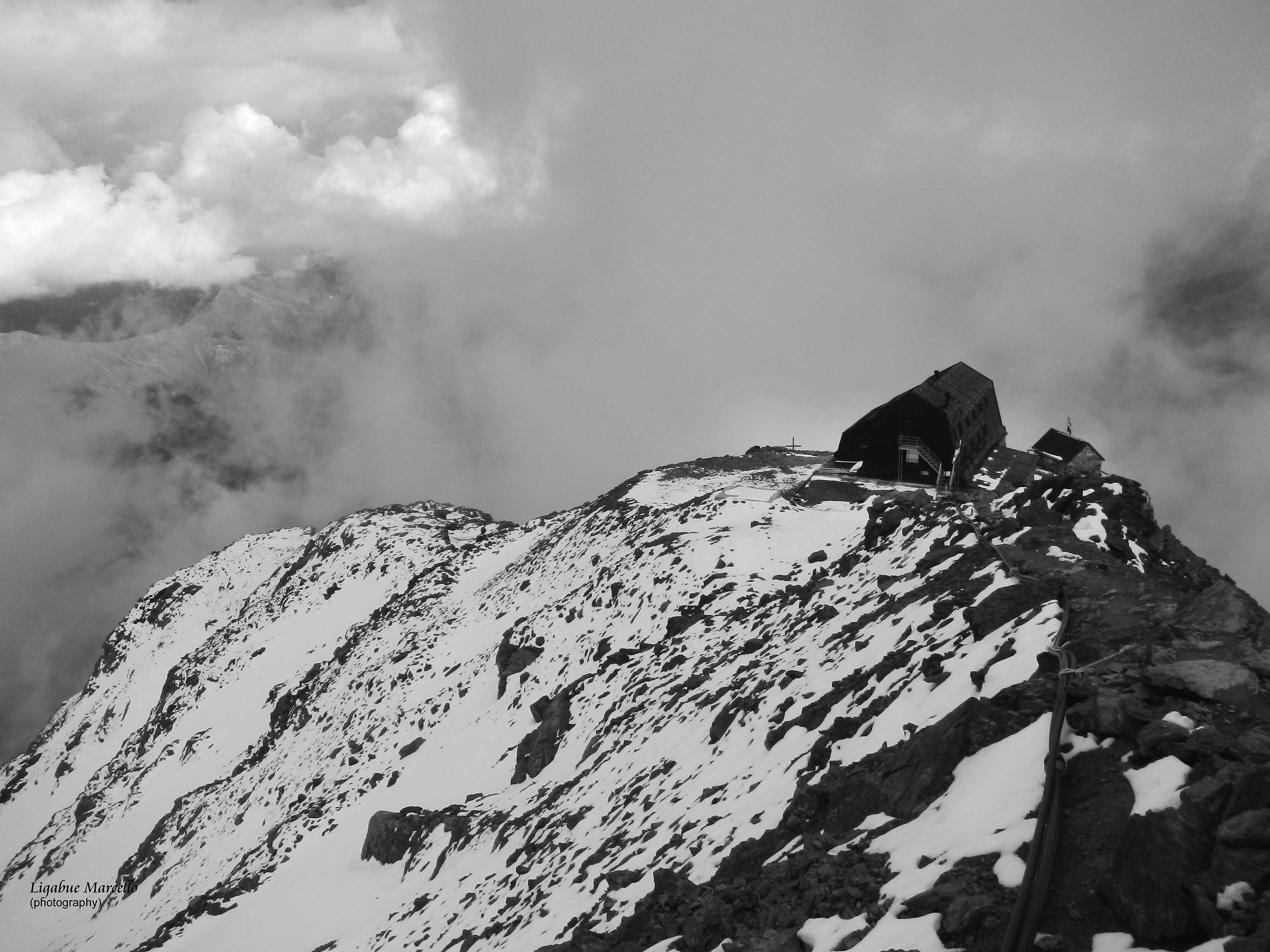 in the clouds of Mount Vioz
