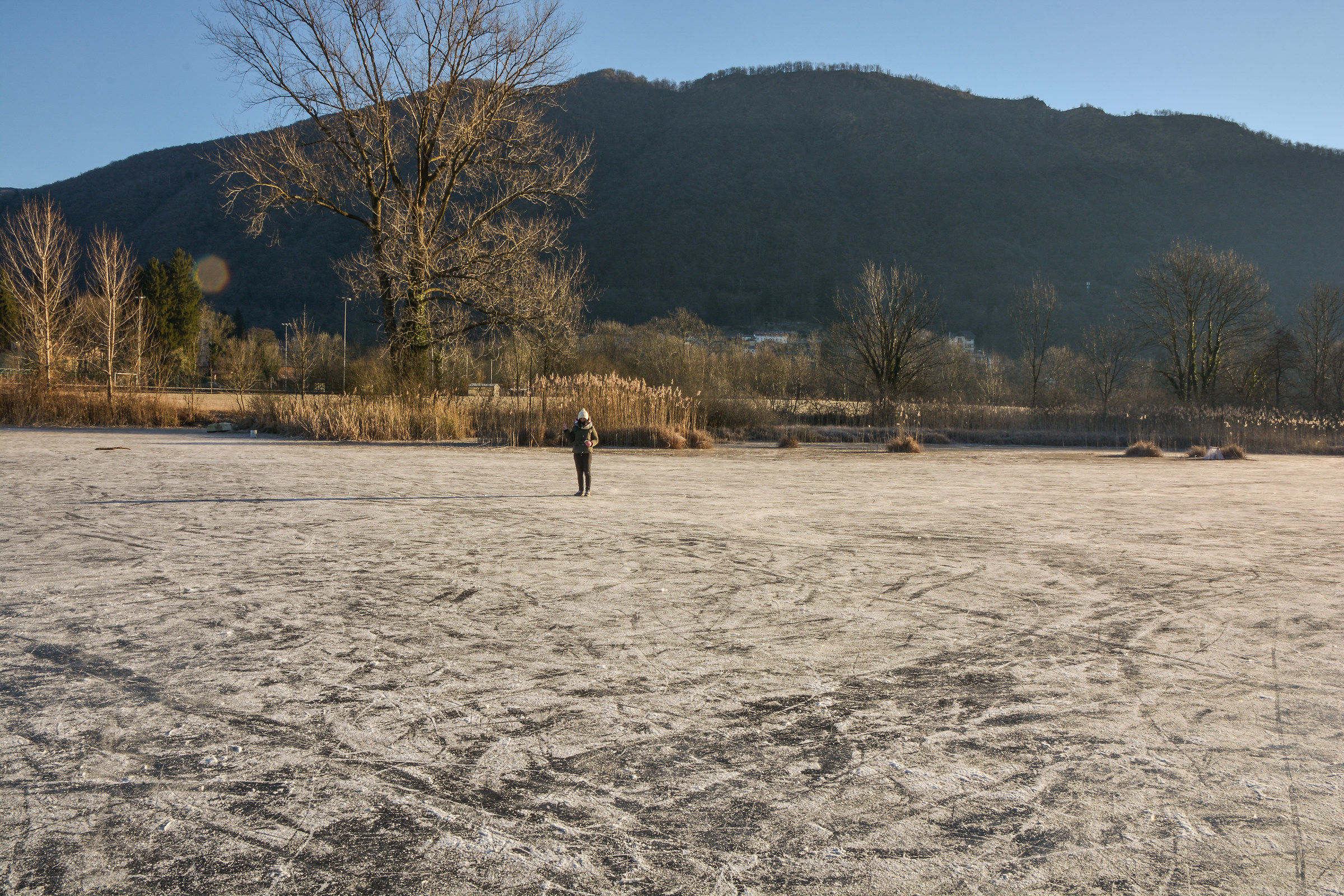 walking on the frozen lake