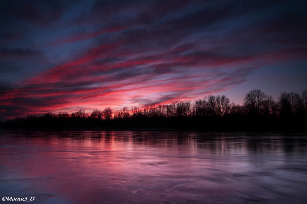 sunset on the river Ticino