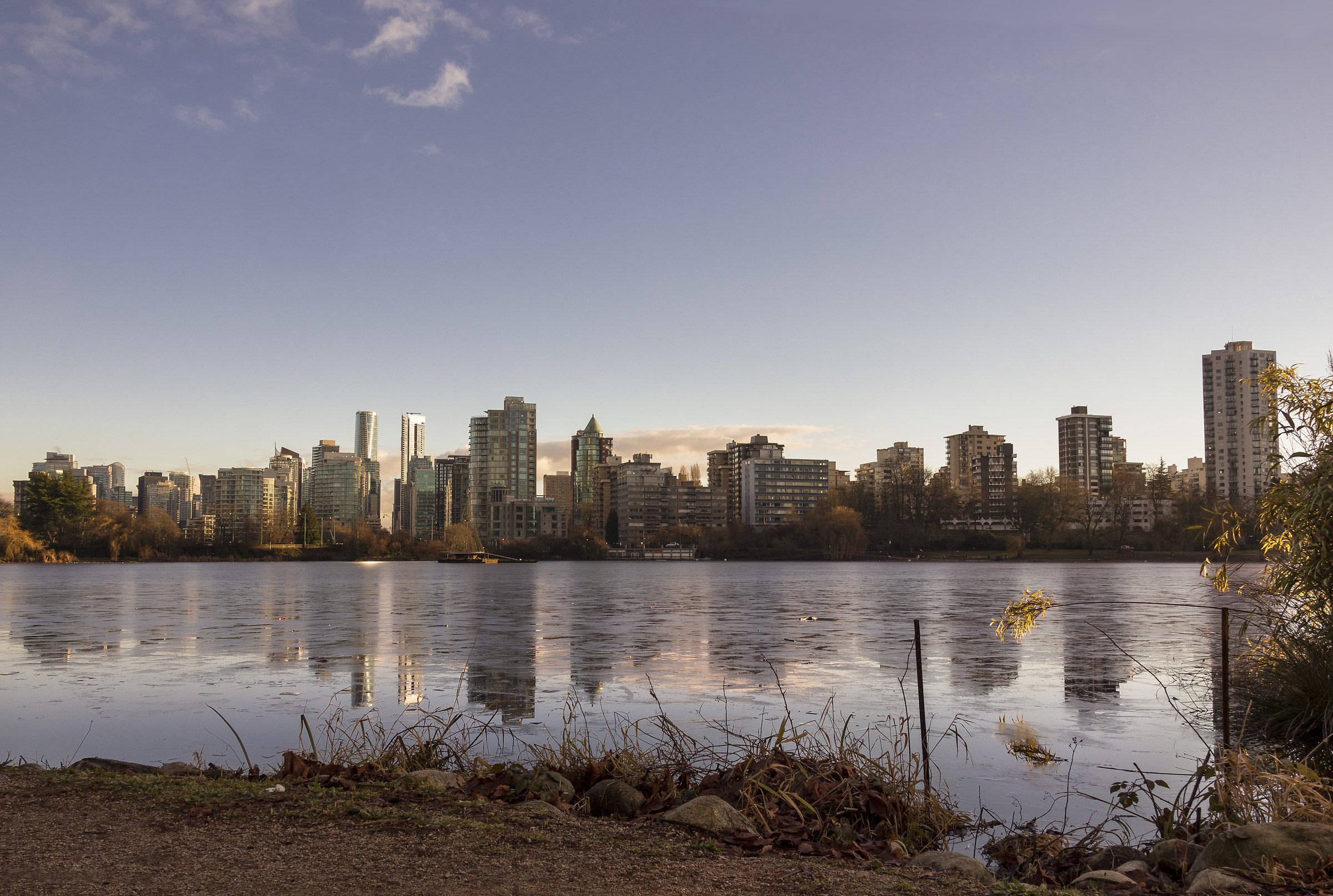 a view of Downtown from Stanley Park