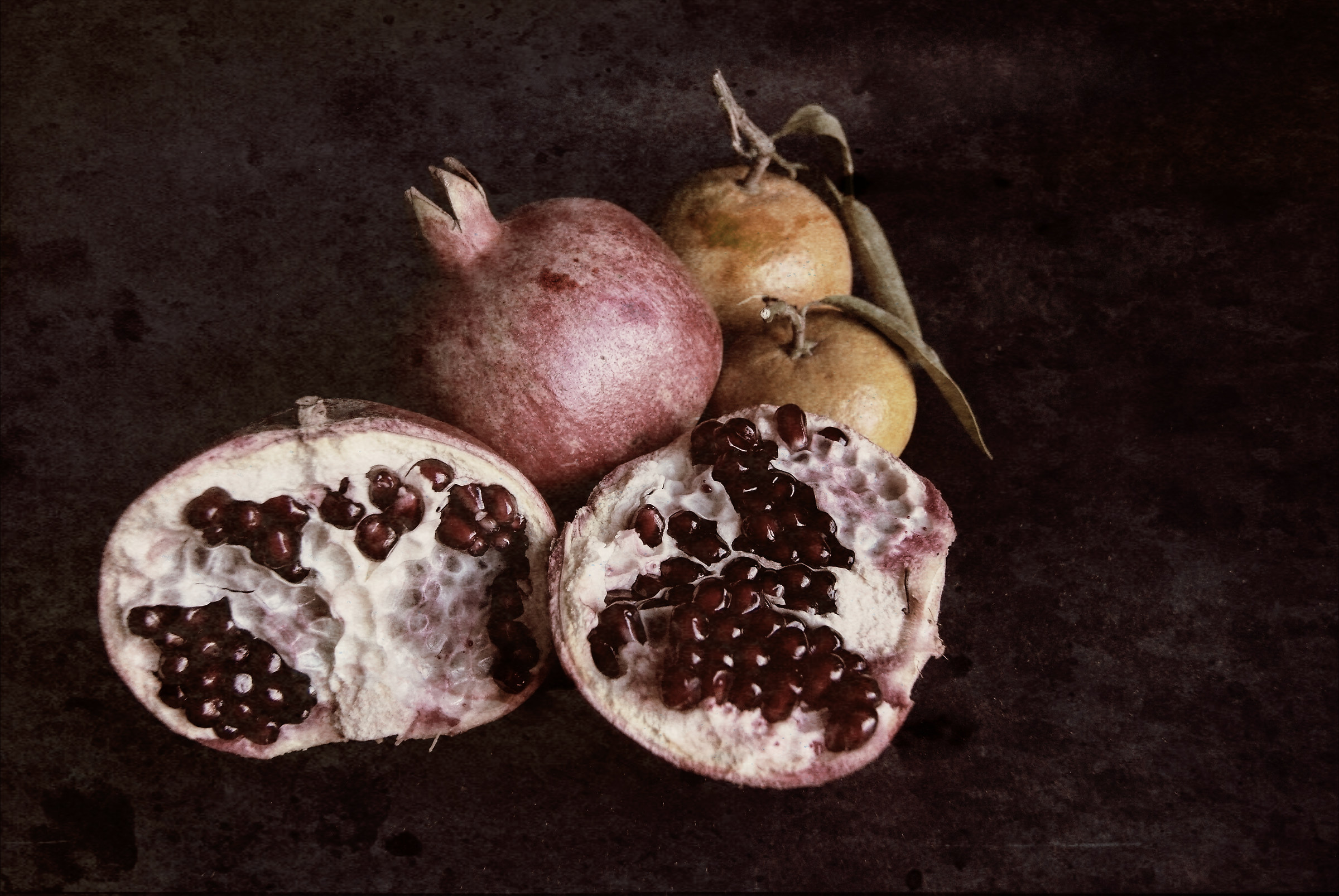 pomegranate and tangerine textured