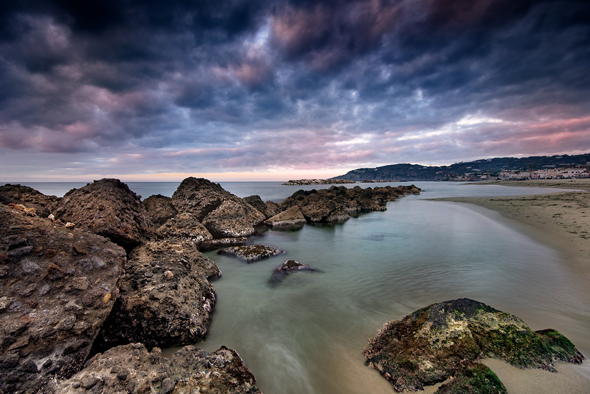 Forio the beach at sunset